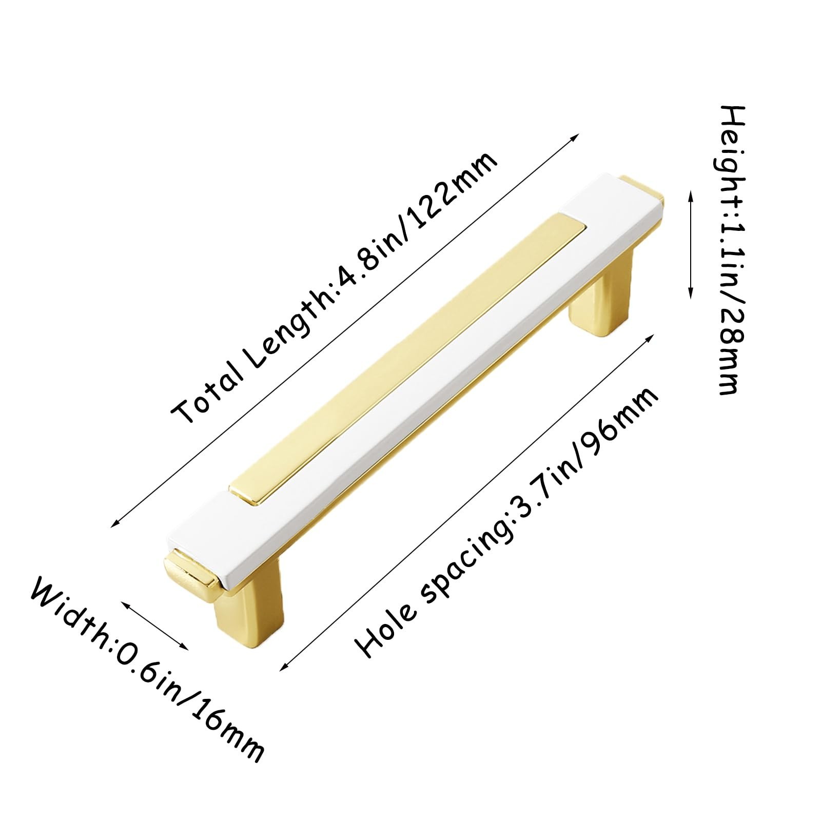 10 Pack White Gold Cabinet Pulls & Handles, 3.7 Inch Hole Center | Bright mod…