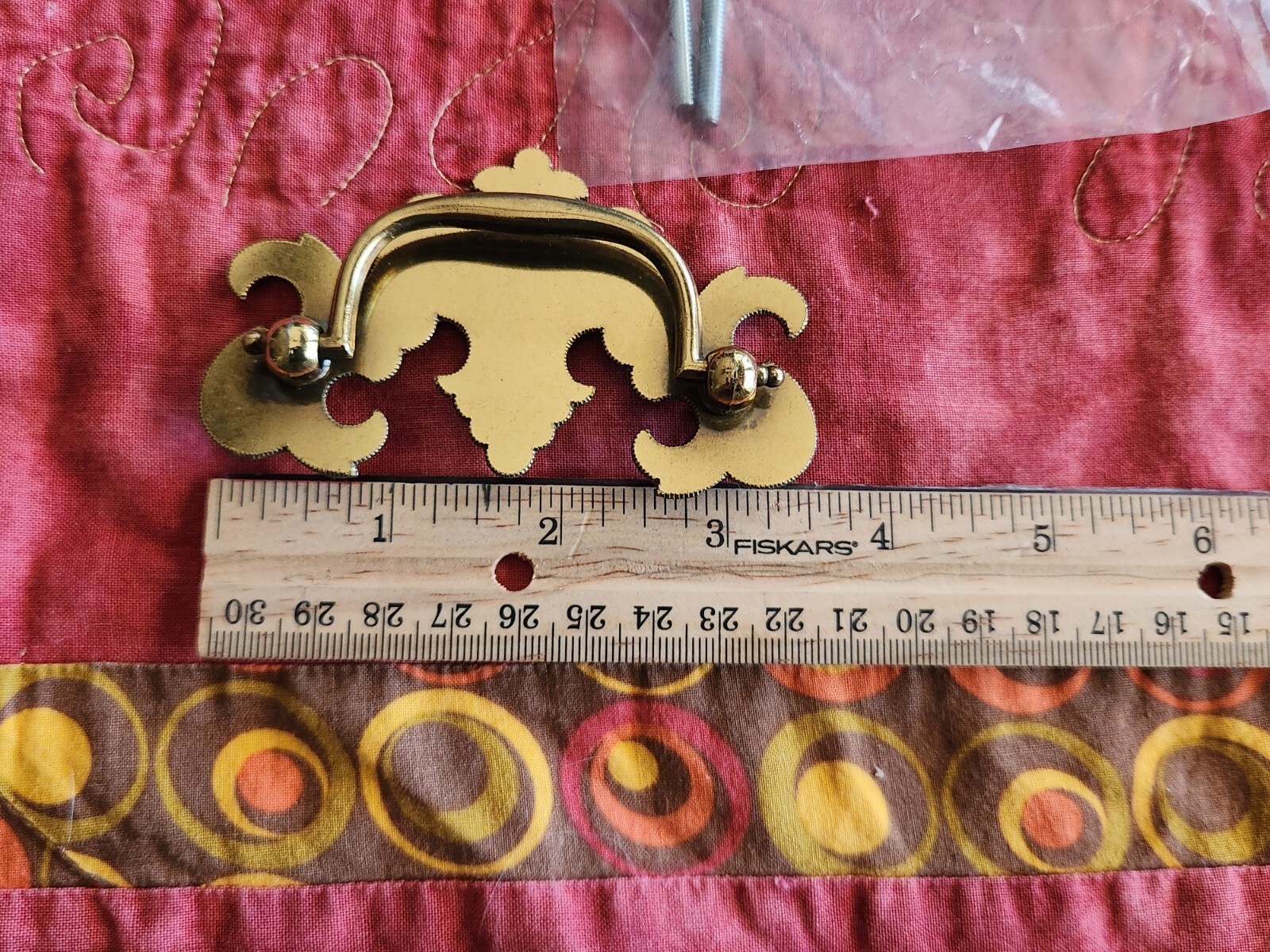 4 VTG Antique Brass Pull French Colonial Chippendale Bail Drop