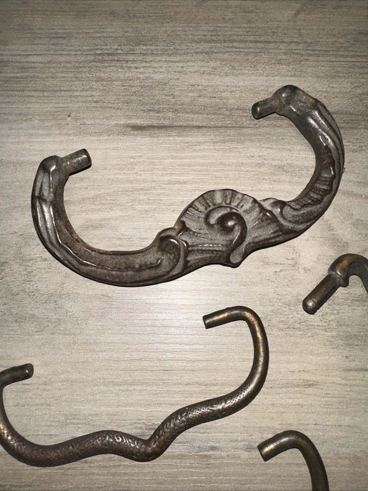 11 Old Drawer Pull Handles Nice Variety, Brass & Steel Vintage
