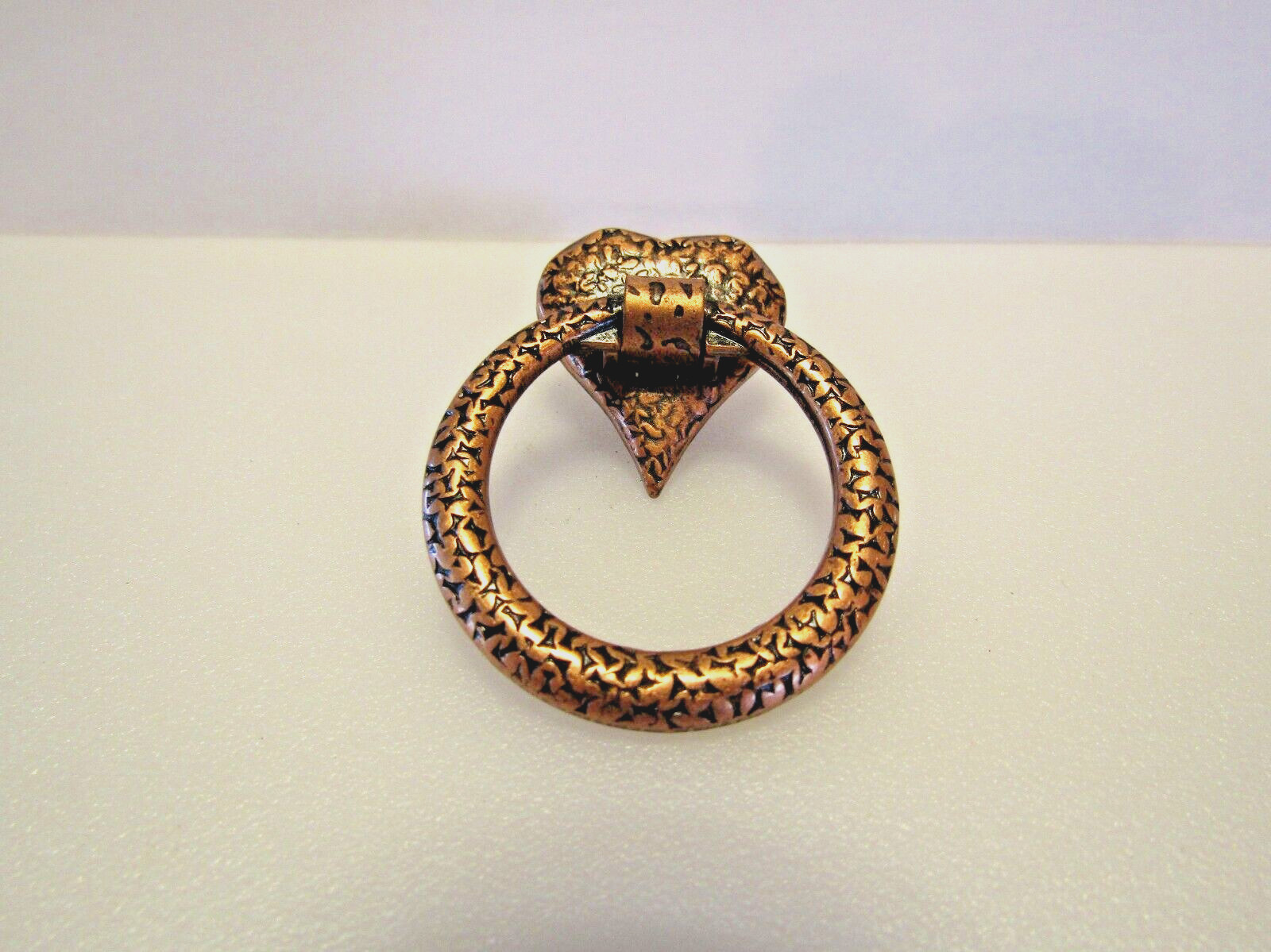 Vintage Nos Copper Heart Drop Ring Drawer Finger Pull Cabinet Handle Amerock