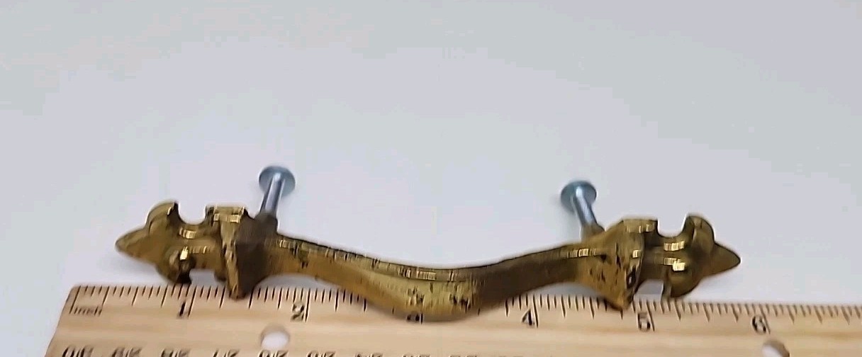 VINTAGE BRASS look finish metal DRAWER HANDLES with screws