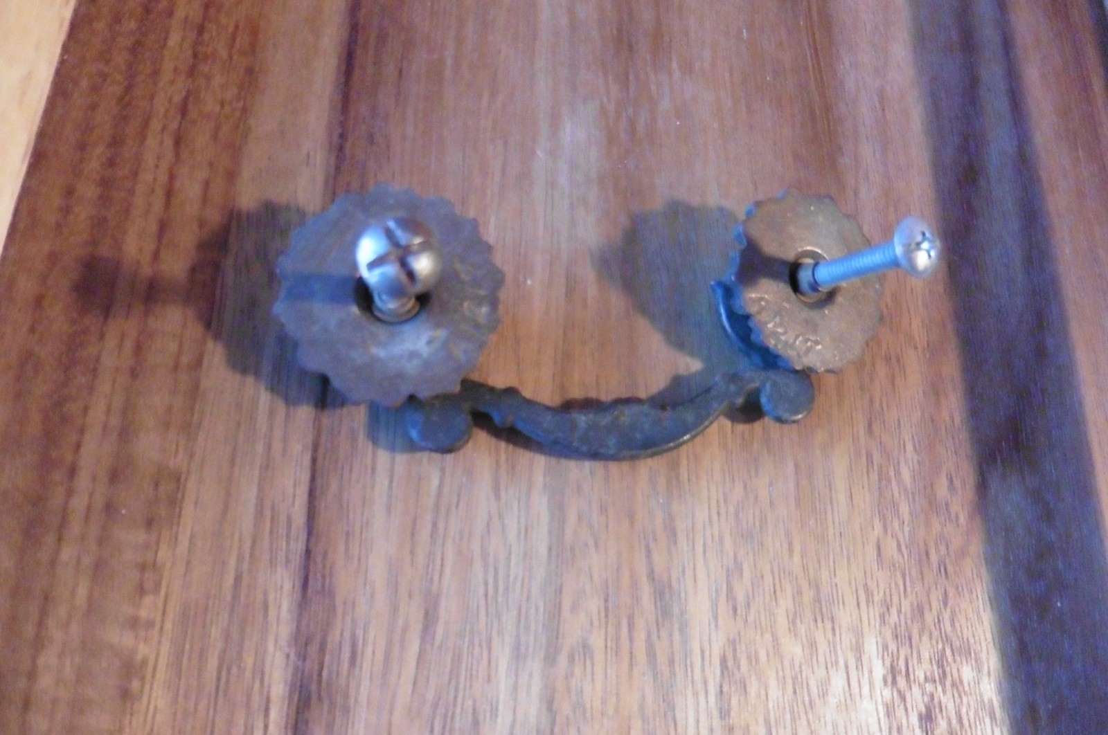 Antique 3 Part French Rococo Ornate Cast Brass Drop Drawer Pull Art Nouveau