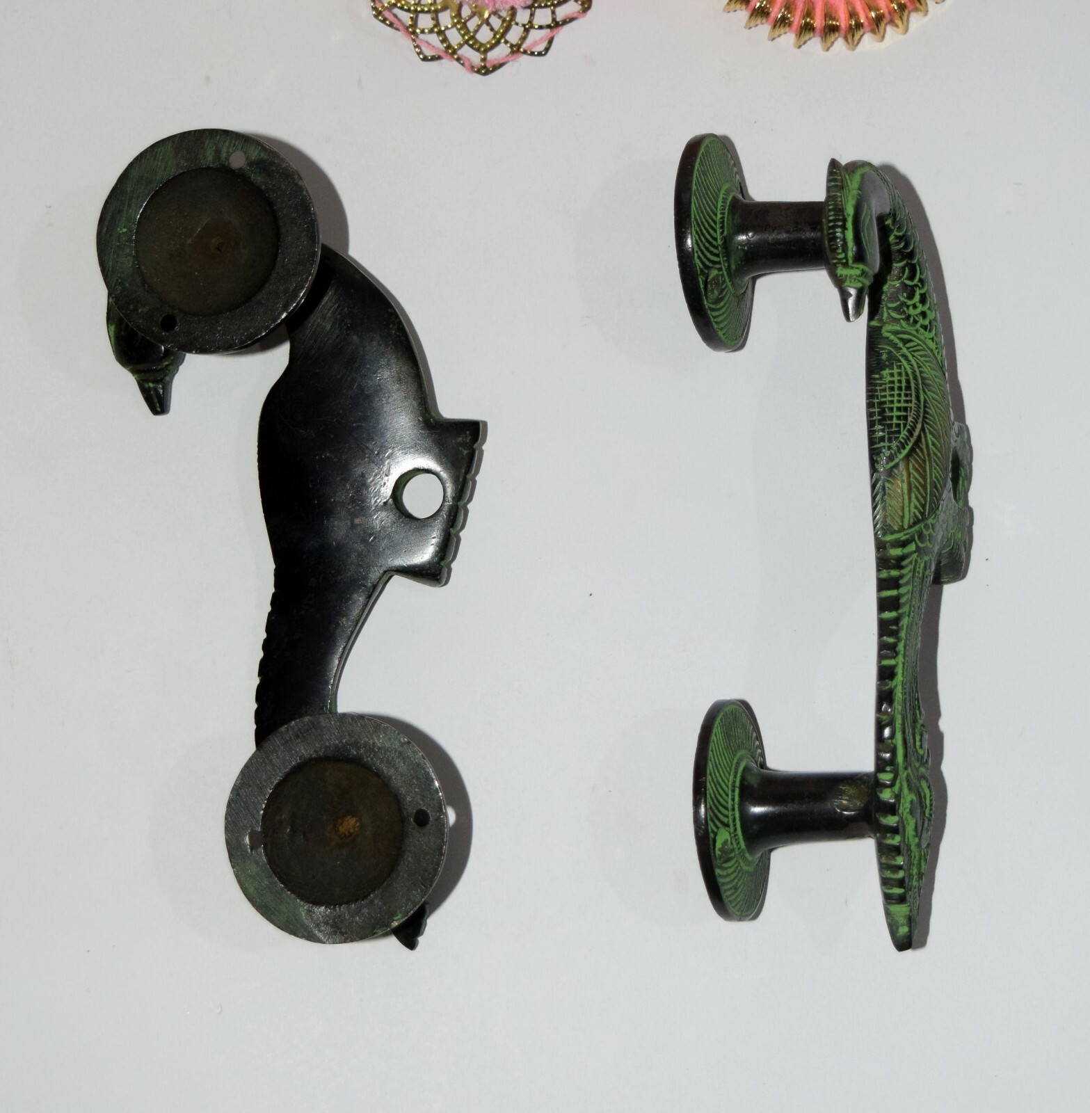 Brass Peacock Door Handle Hand Carved Peafowl Door Pull Restaurant Welcome HK196