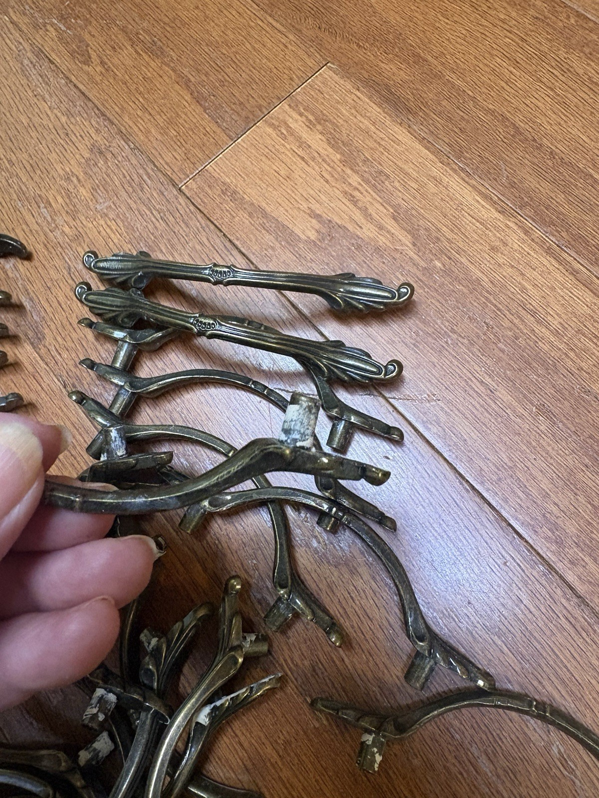 Vintage Cabinet Drawer Pulls Antique Brass 3” Centers 989A Ajax Set Of 24