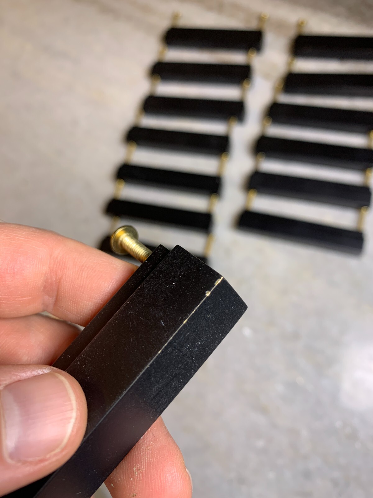 14 Heavy Duty Solid Brass Black Square Rectangle Rectangular Bar Knobs Pulls