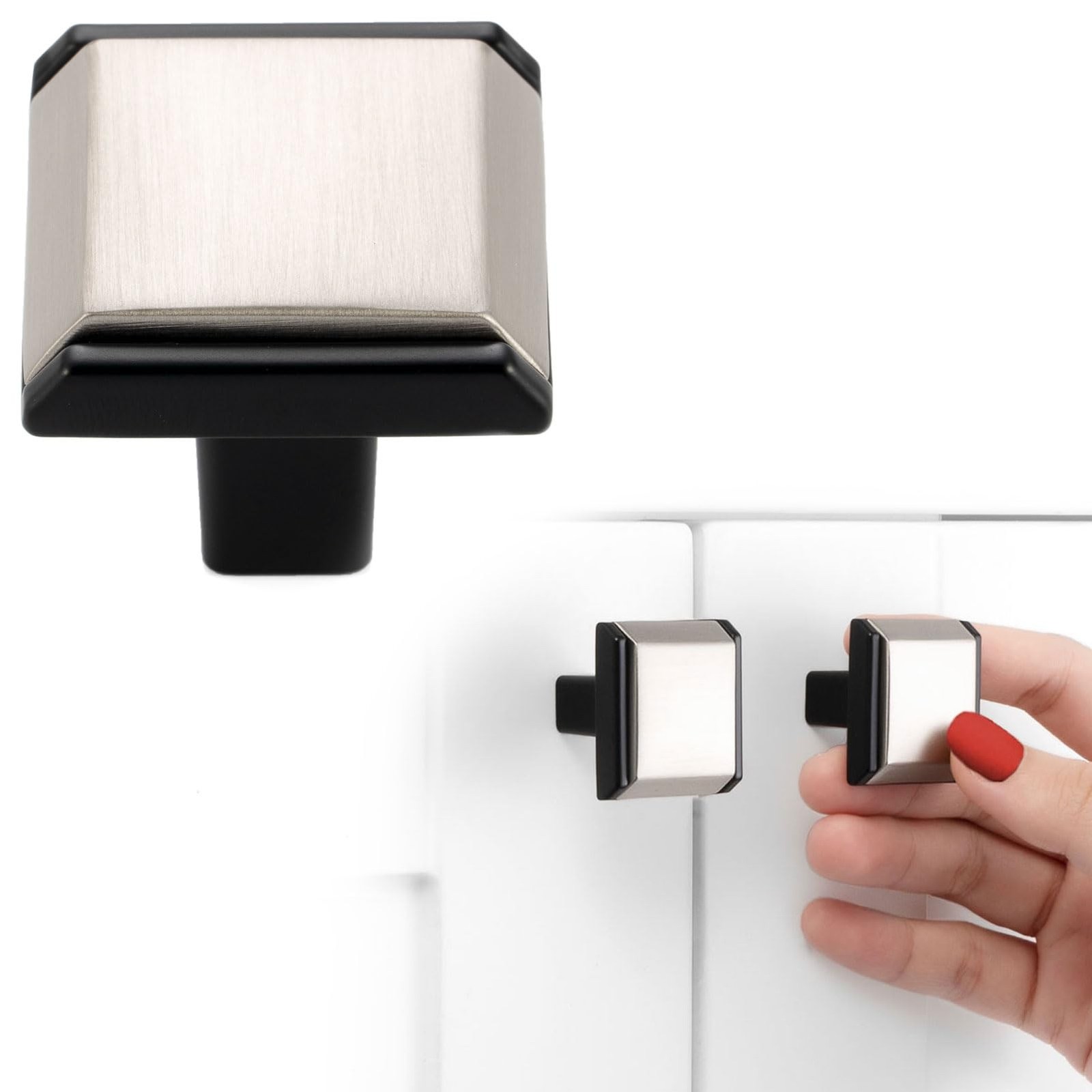 Nickel and Black Cabinet Knobs Brushed Nickel and Matte Black Drawer Knobs, 5…