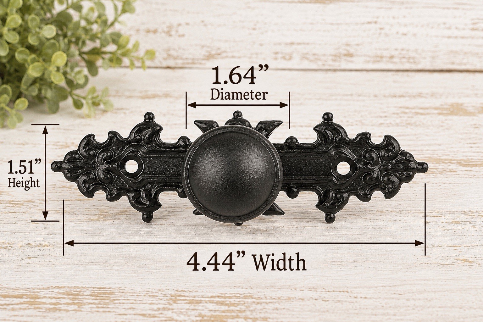 Black Metal Knob With Ornate Backplate Antique Style Metal Drawer Cabinet Pulls