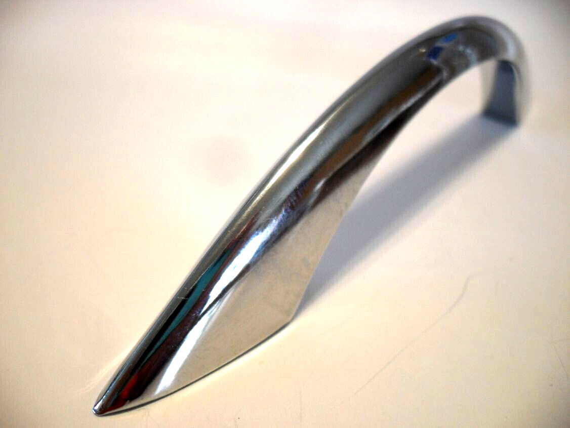 Vintage Nos Long Sleek Heavy Chrome Drawer Pull Cabinet Handle Peaked Face