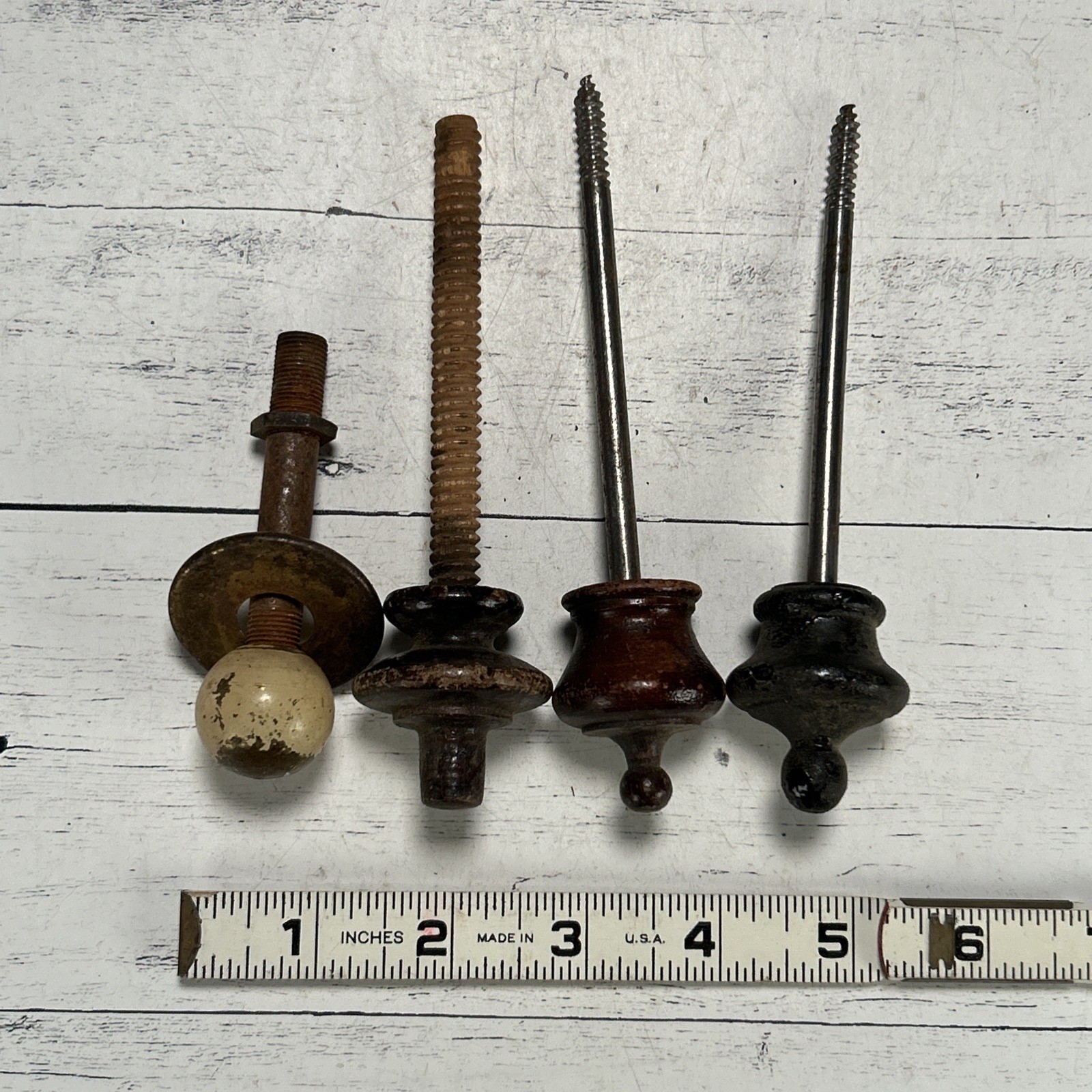 Vintage Drawer Pulls Lot 3 Wood 1 Solid Metal 1920s-1950s Architectural Salvage