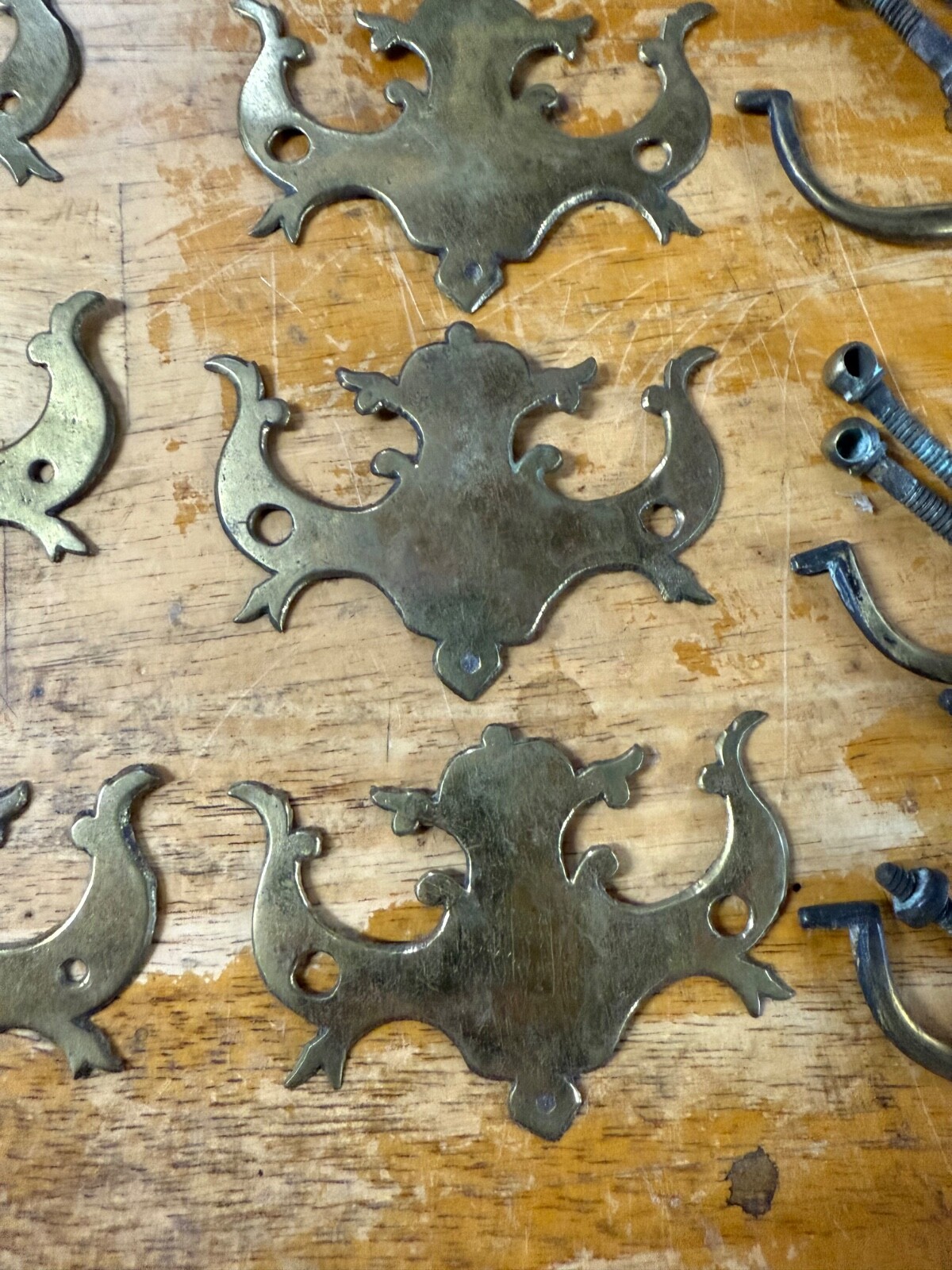 antique chippendale batwing brass set 18th hardware tall chest 1780