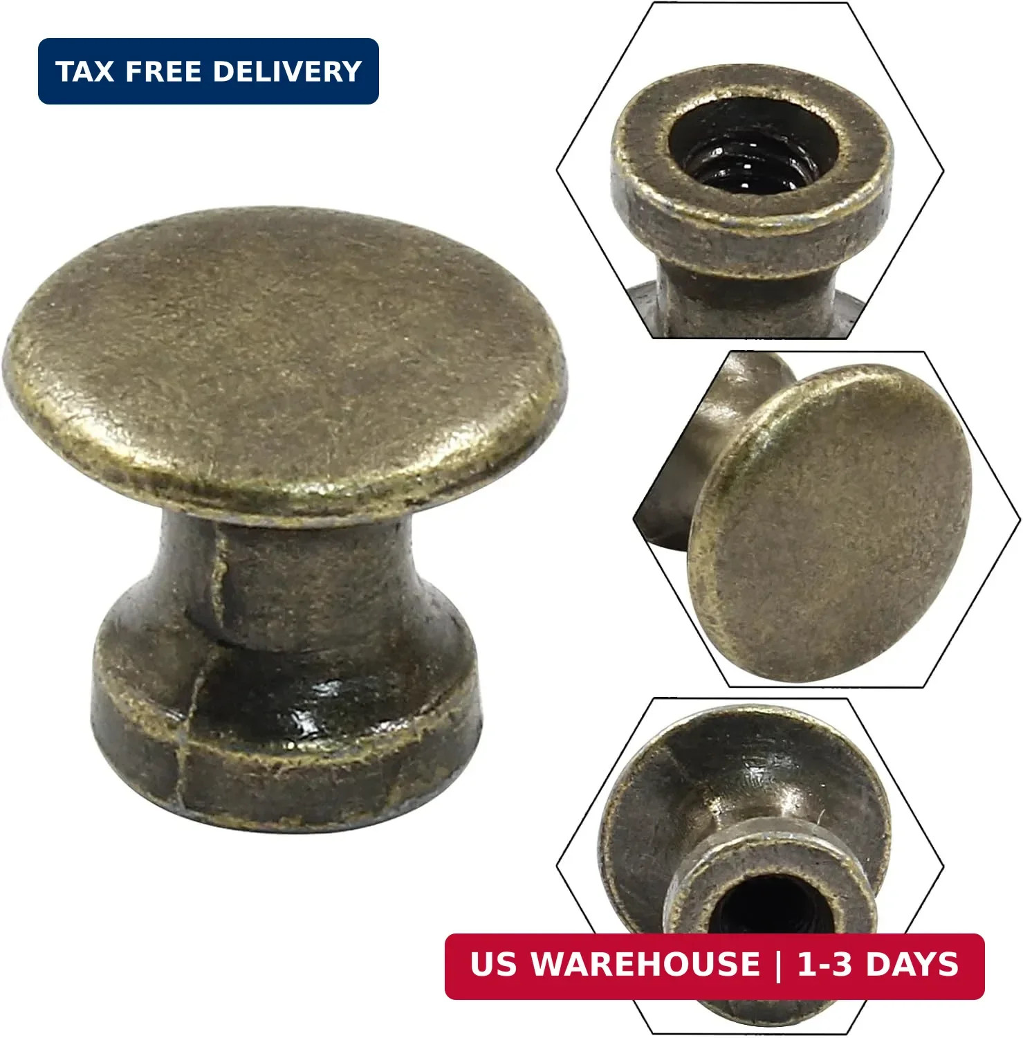 Hitefu 12PCS Antique Mini Cabinet Drawer Knobs, 11.5mm Metal Dresser Drawer Hand