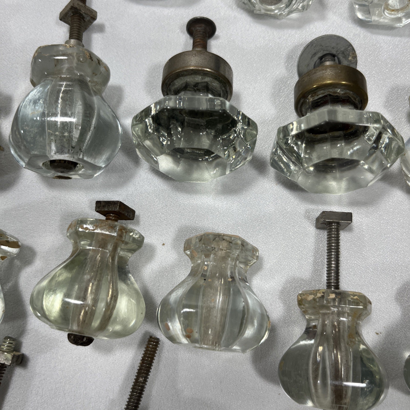 Lot Of 52 Antique Vintage Clear Glass Drawer Knobs-Salvage-Crafting-Restoration