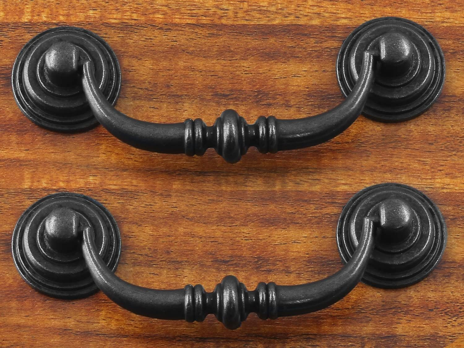 Antique Drop Bail Pulls, 3.5″ Hole Center, Vintage Black | 6PCS