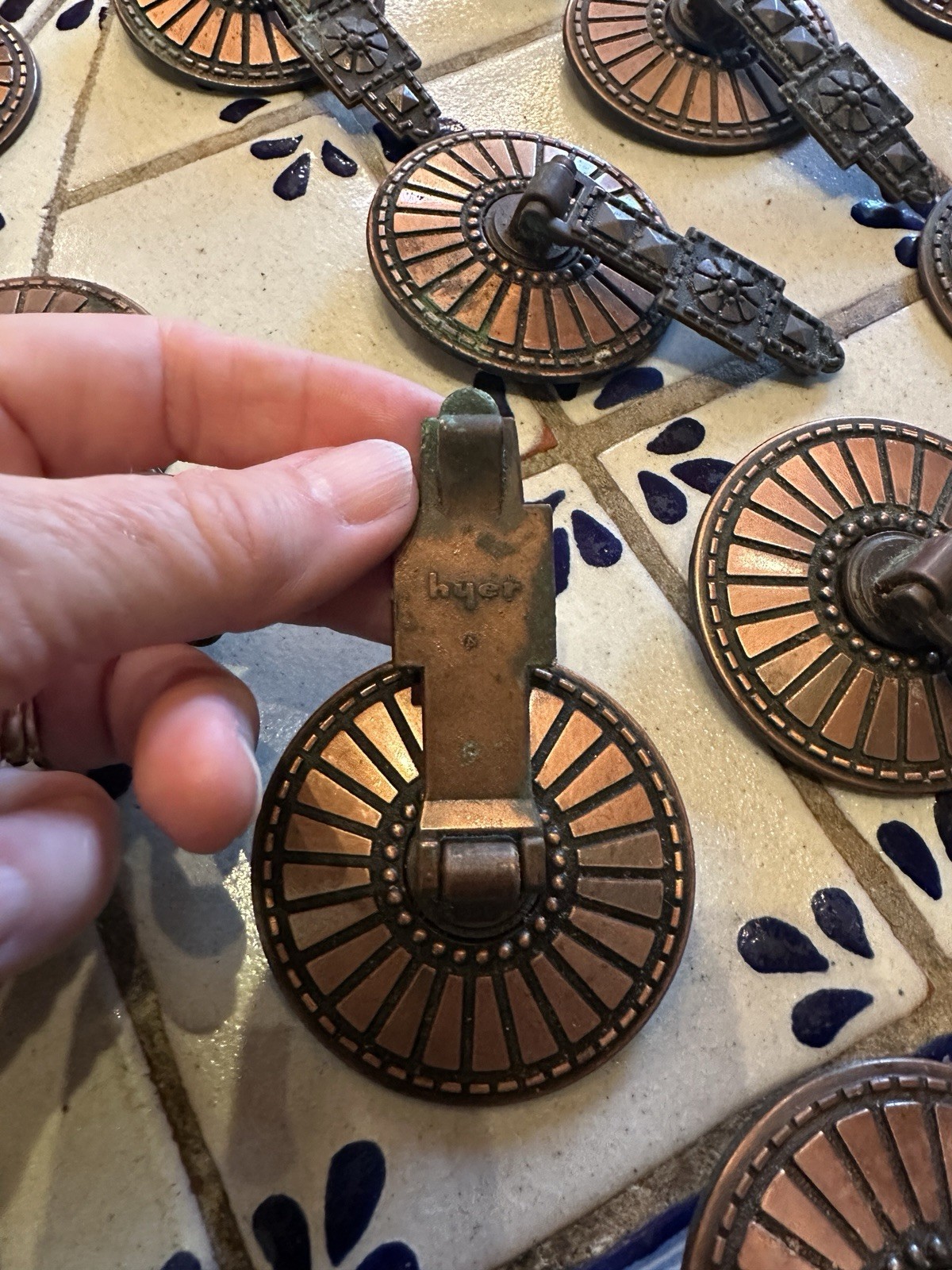 Hyer Vintage Drawer Pulls copper Southwestern Pueblo Style Art Deco