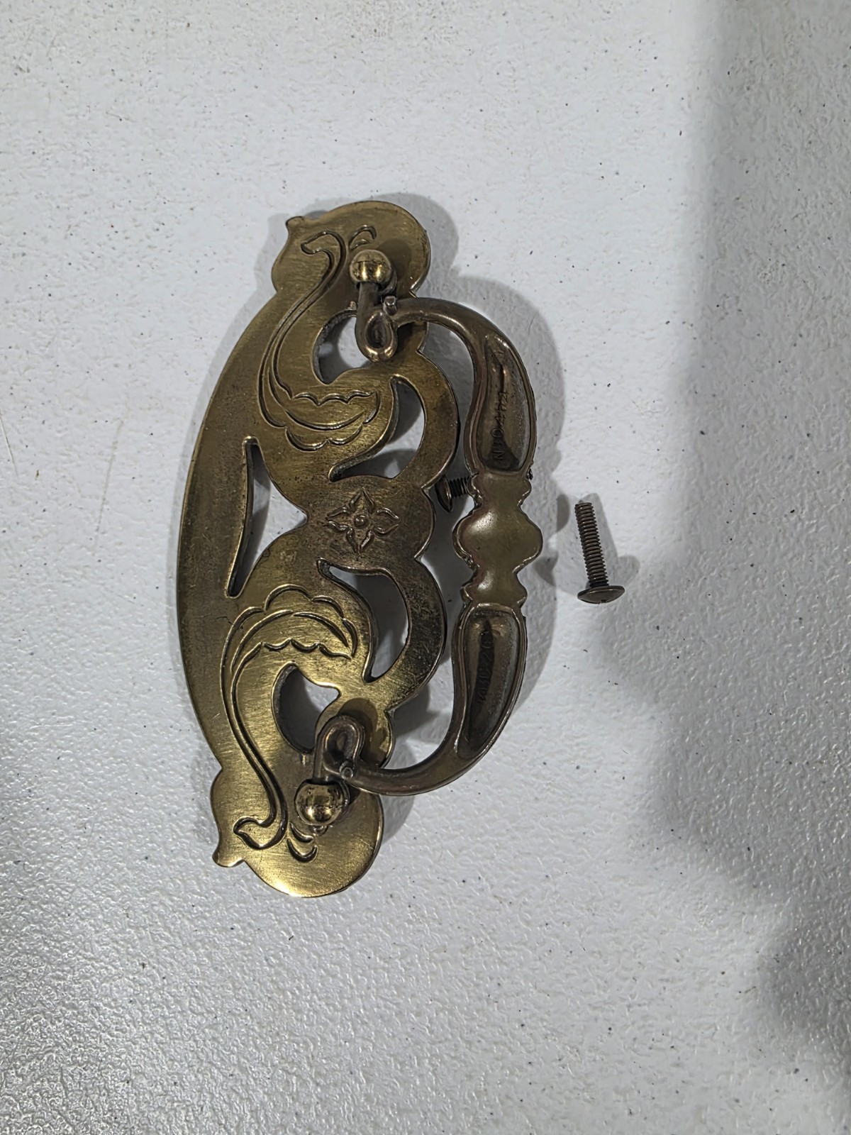 Vintage Brass Ornate Drawer Pull Bail Handle 6” Single With Screws
