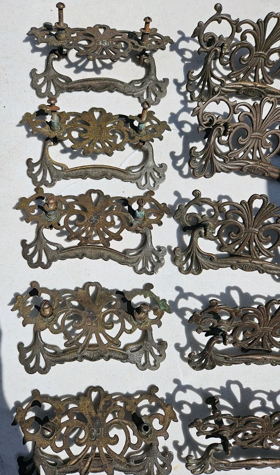 Antique Drawer Pulls Handles Old Furniture Vintage Brass Hardware 5 1/2″ x 3″