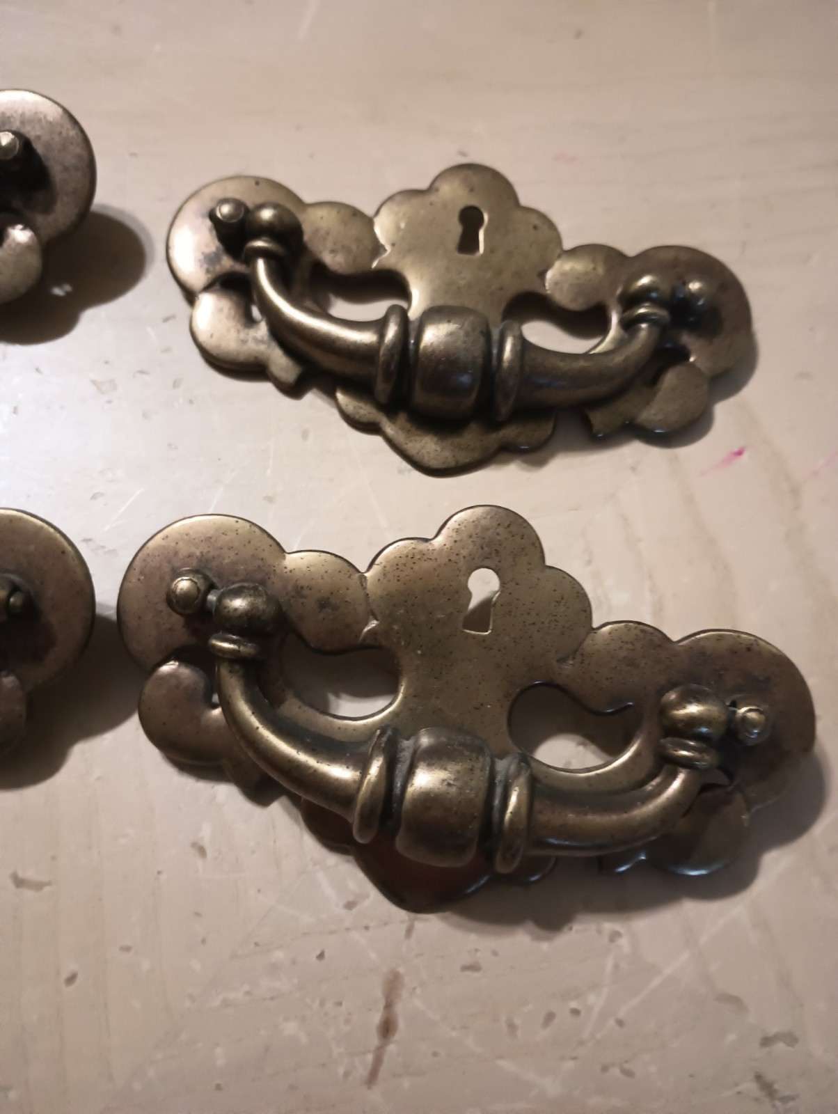 Vintage Metal Batwing Chippendale Drawer/ Bail Pulls DIY Rehab Project Furniture