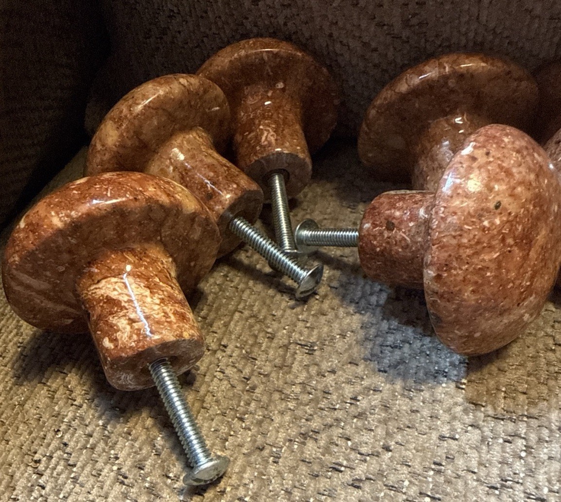 30 Mushroom Shaped Red Marble Knobs Pulls