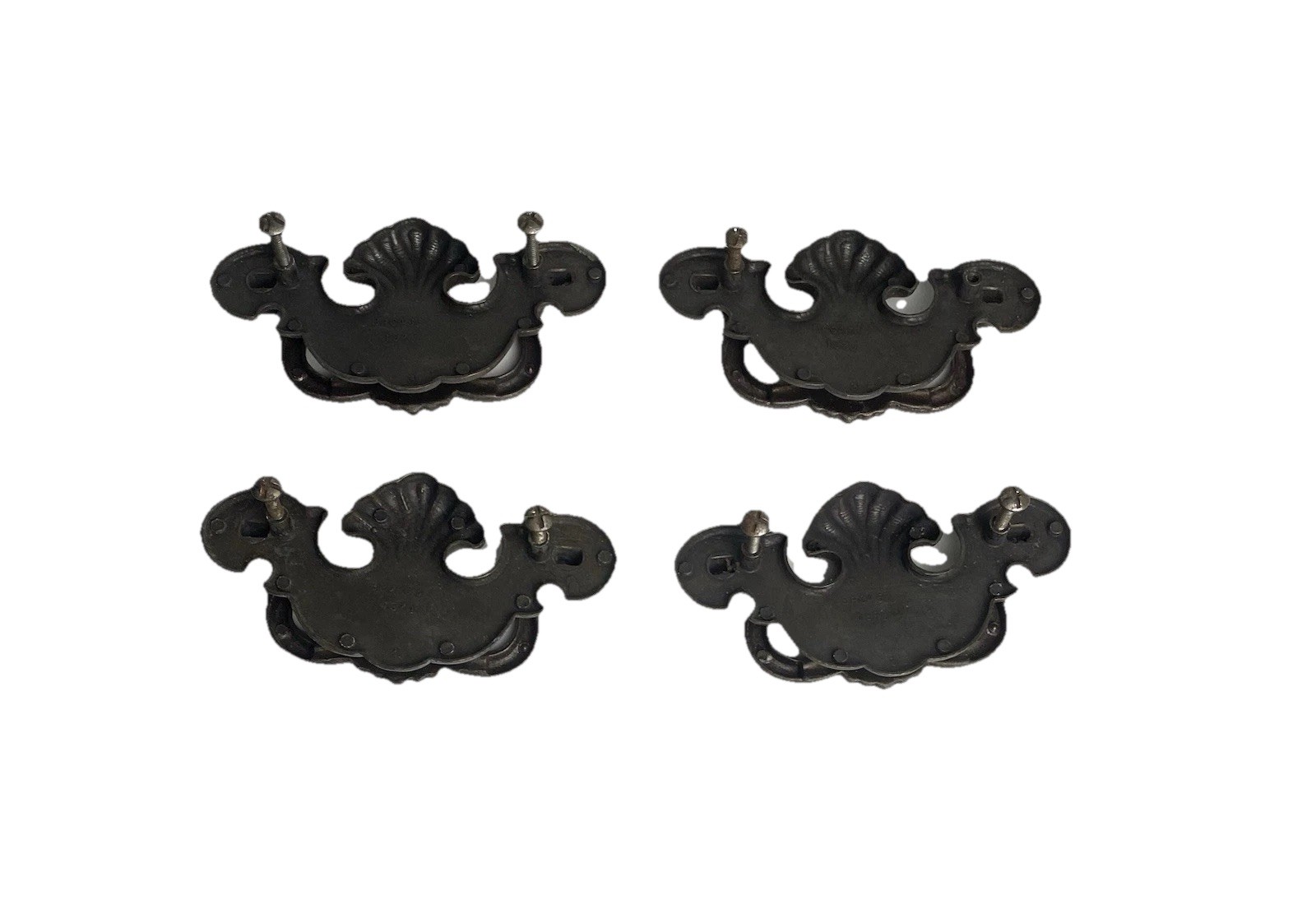 Vintage Antique Brass Chippendale Batwing Bail Drawer Pulls Set Of 4 Patina
