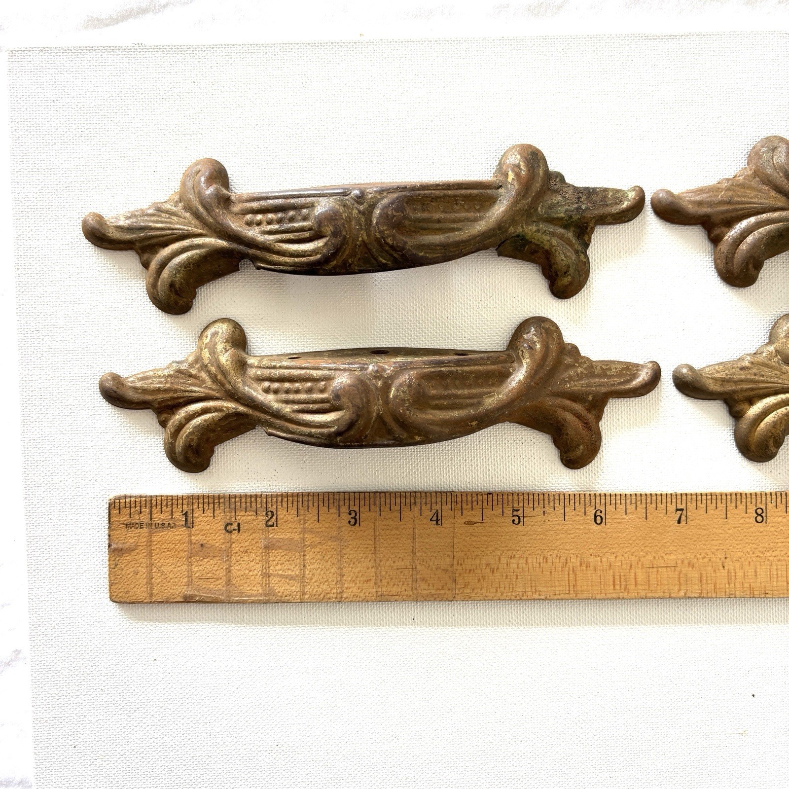 Set of 5 art Nouveau Pulls waterfall dresser Drawer Pull Antique Deco Apothecary