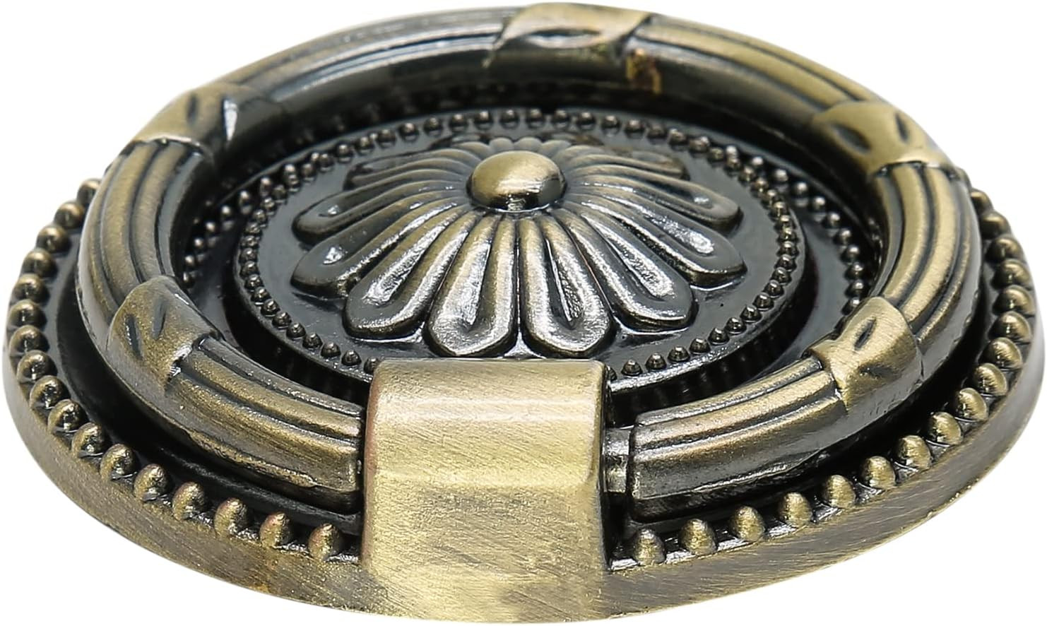6pcs Antique Bronze Cabinet Knobs, Drop Ring Drawer Pulls Round Dresser Knobs Ha