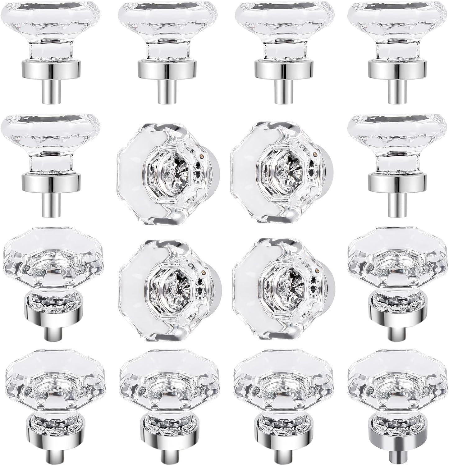 Crystal Cabinet Knobs 4 Pack Antique Brass Glass Drawer Pulls with Screws