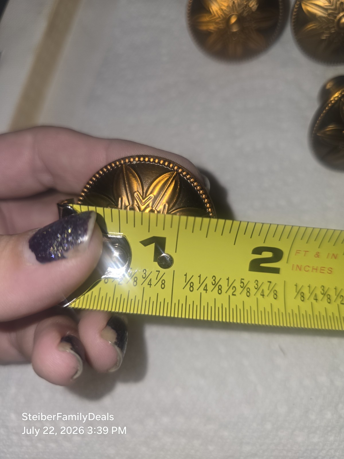 12 Antique Brass Knobs / Handle Pulls – Flower Pattern for Cabinets Drawers