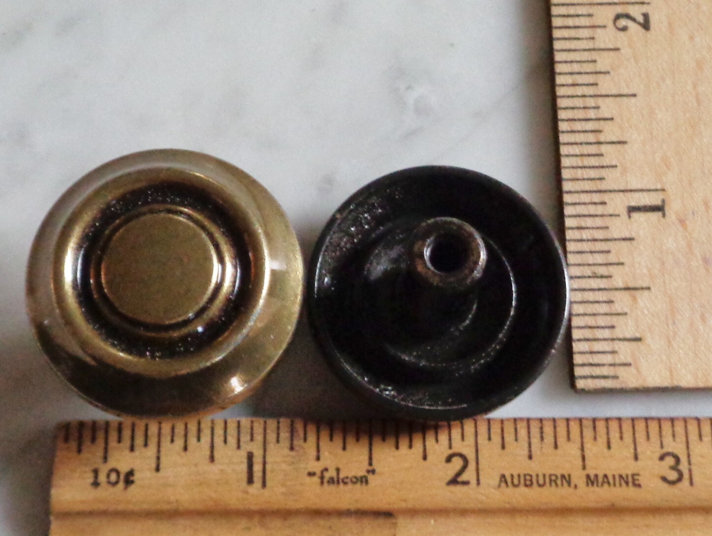 3 Vintage Brass Knob 728 & Brass Back Plate Amerock 1967 Door Drawer Pulls