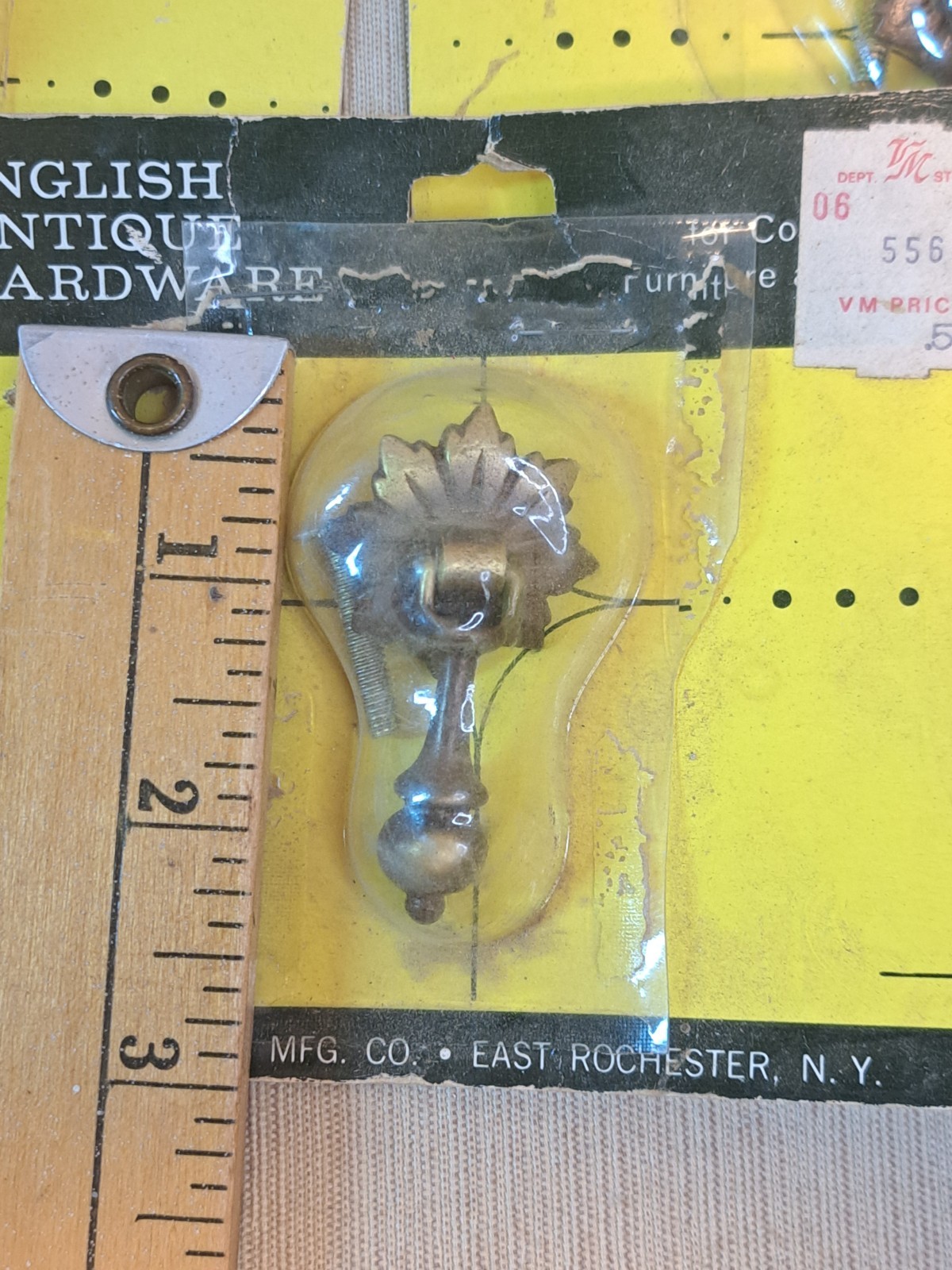 Vintage Brainerd 2089 Brass Drop Pulls Set of 3 NOS English Antique Hardware
