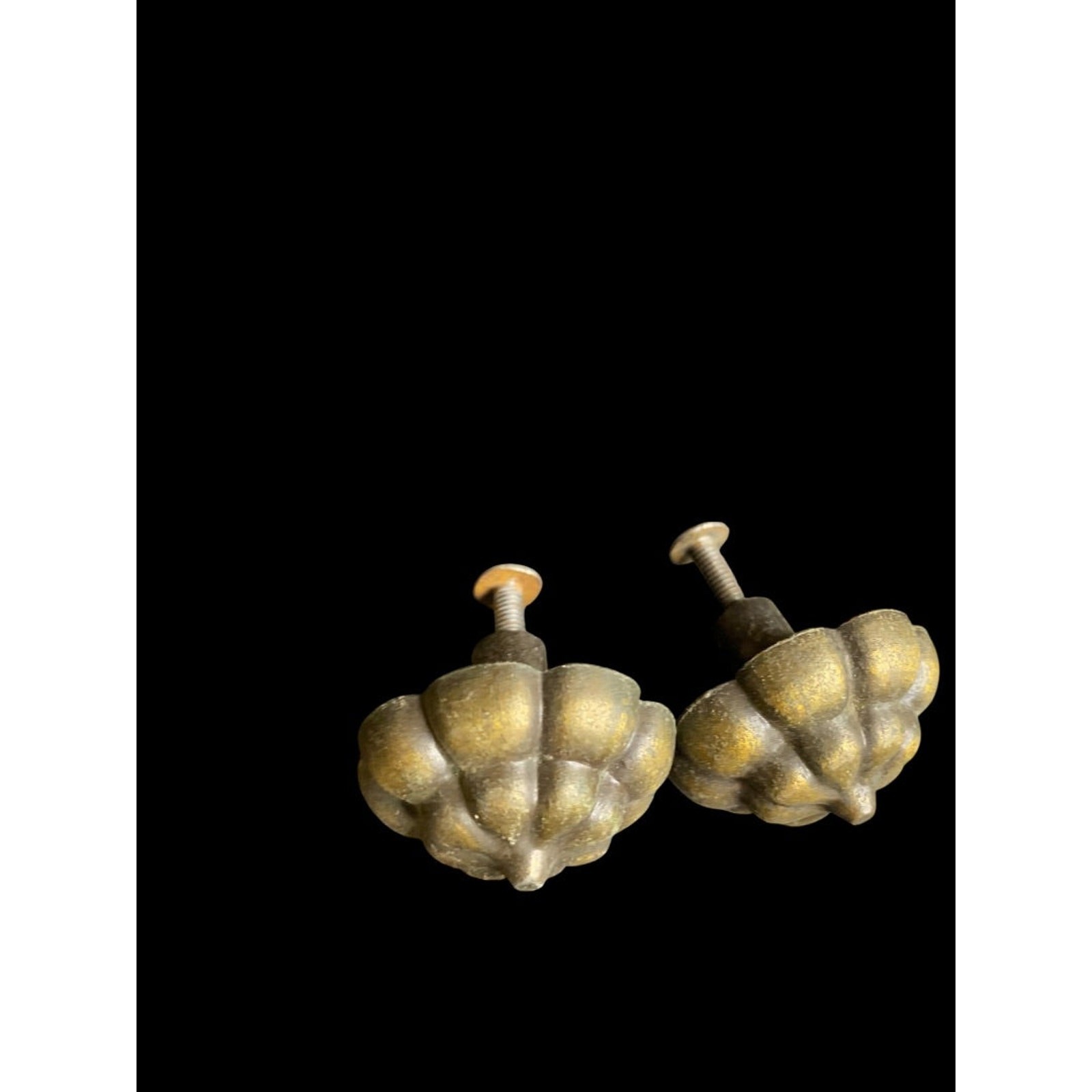 Set of 2 Brass Pumpkin Style Floral Drawer Pull Knobs 37mm 1.4″