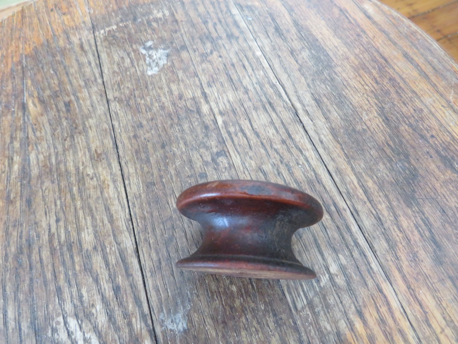 Antique Victorian Wooden Drawer Pull Knob, 1 7/8 Inch