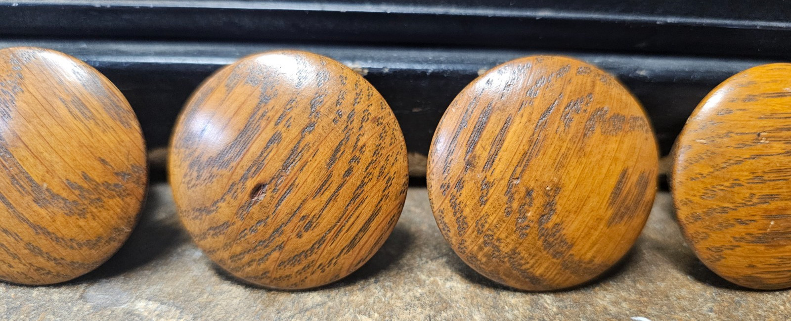Lot Of 6 ( 1- 3/4) Inch Vintage Wood Used Drawer Pulls With Screws