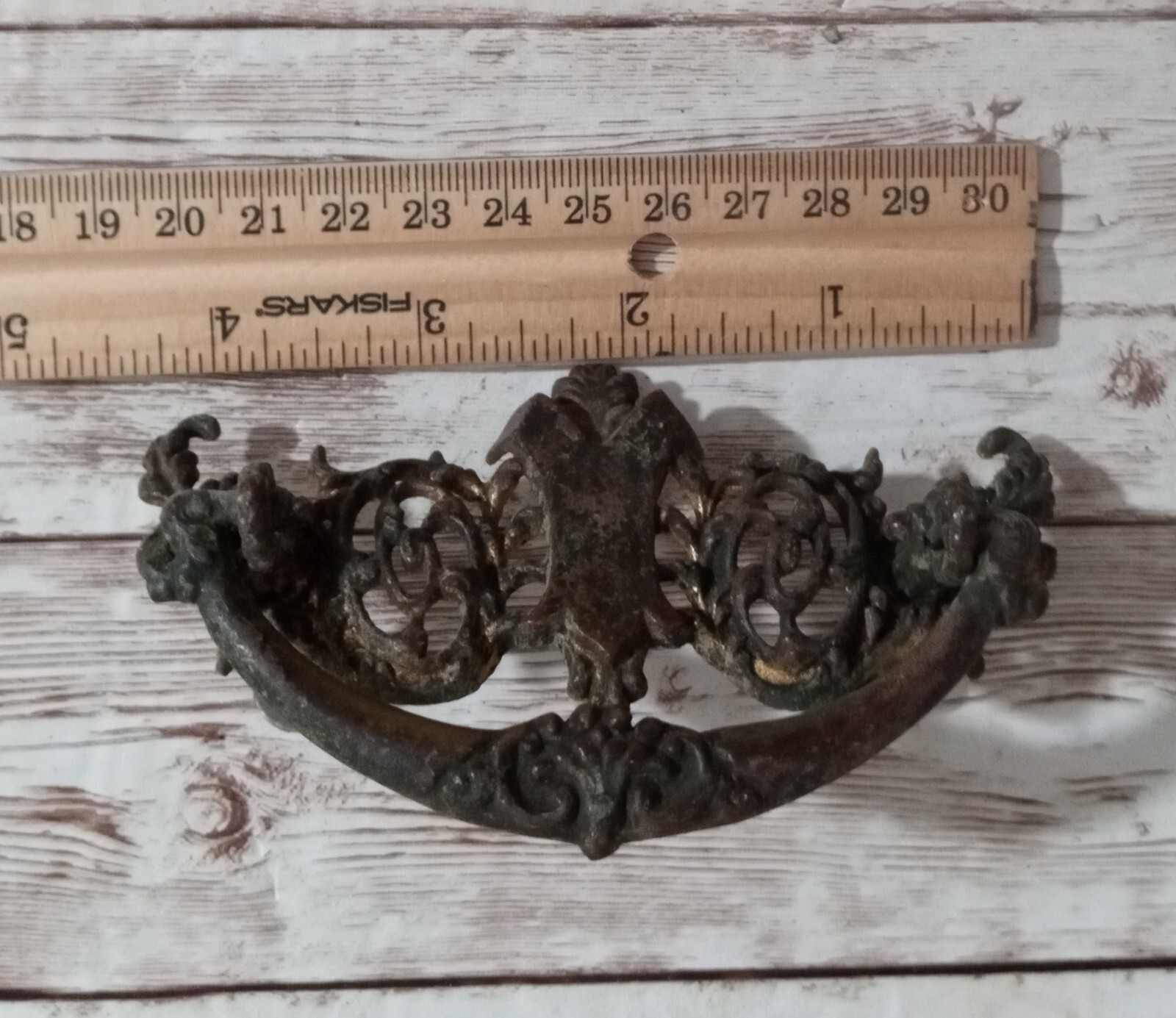 7 Antique Cast Brass Drawer Pulls Drop Bail Victorian Furniture Handle Hardware