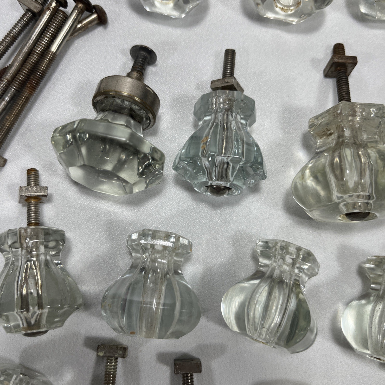 Lot Of 52 Antique Vintage Clear Glass Drawer Knobs-Salvage-Crafting-Restoration