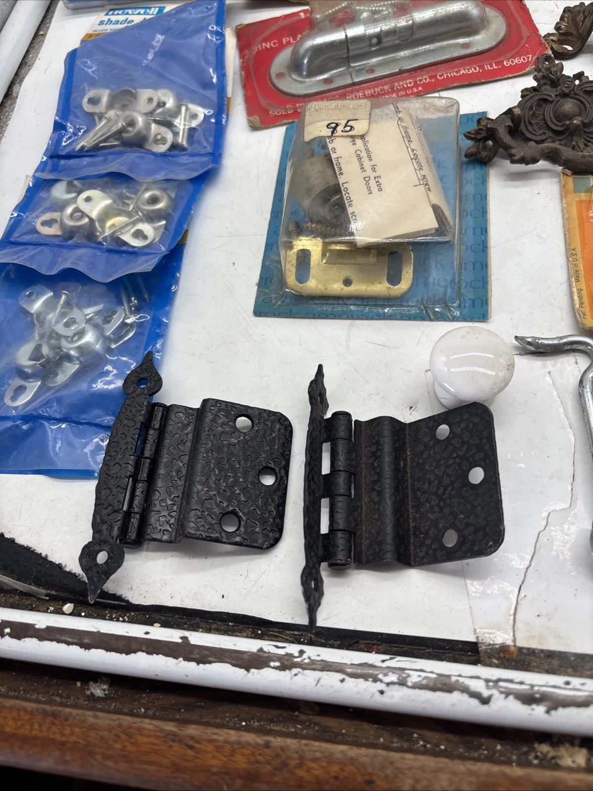 Lot of Mixed Hardware Furniture Drawer Pulls Handles Metal Brass Bolts Hooks
