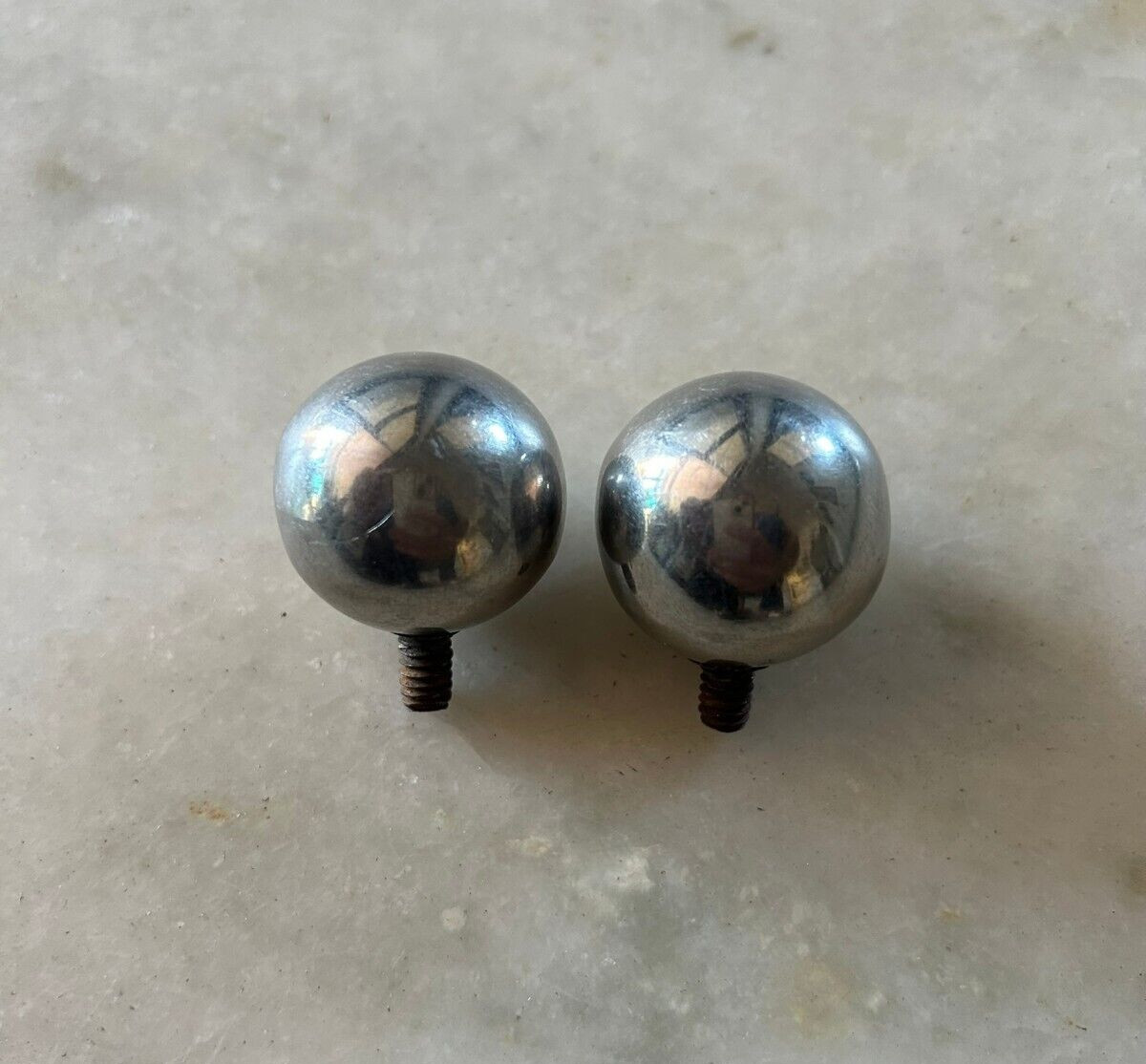 Vintage Stainless Steel Round Cabinet Drawer Ornate Knob Pull Handle 2pcs
