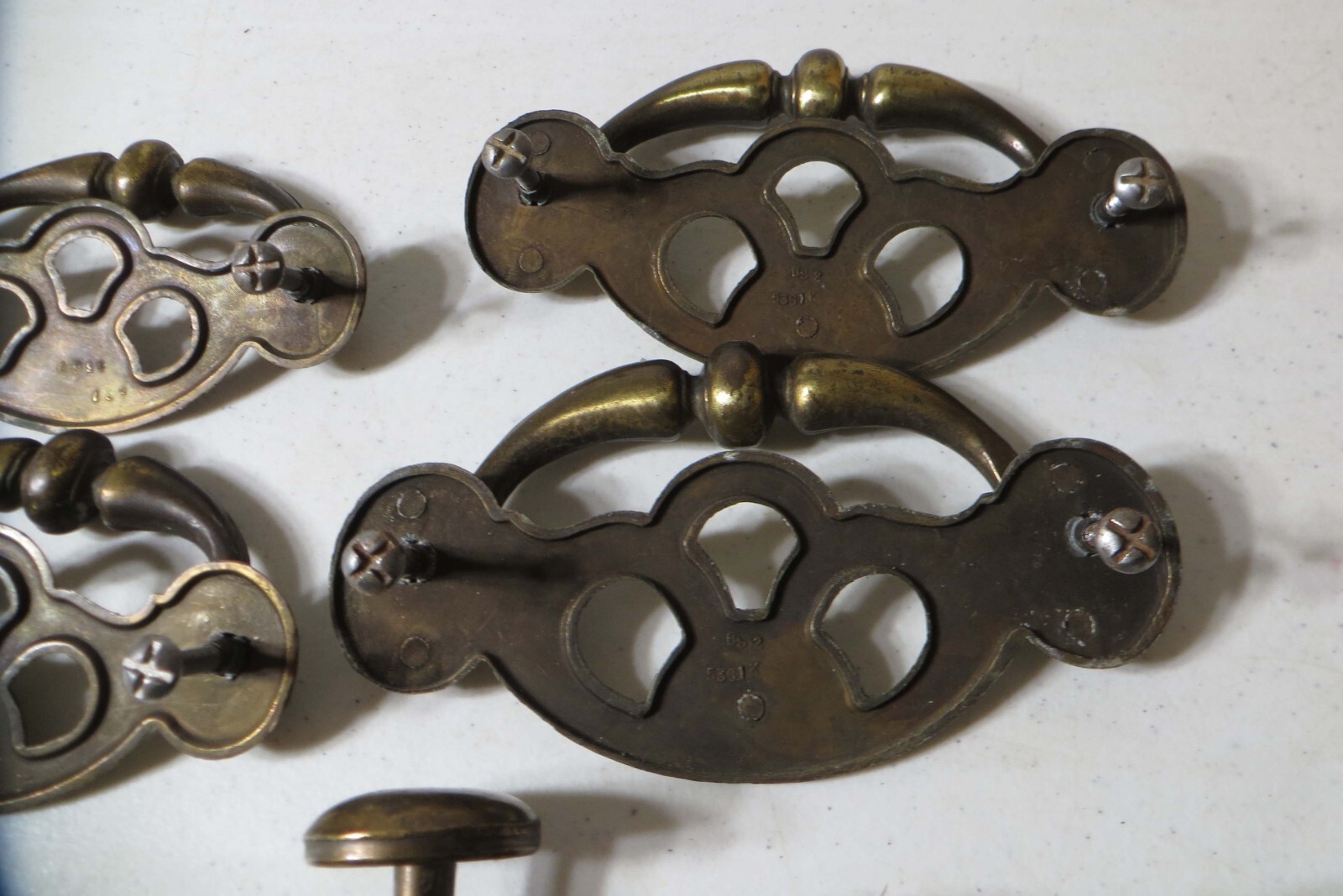 Vintage Drawer Pull Lot Zinc with Light Brushed Brass Plating