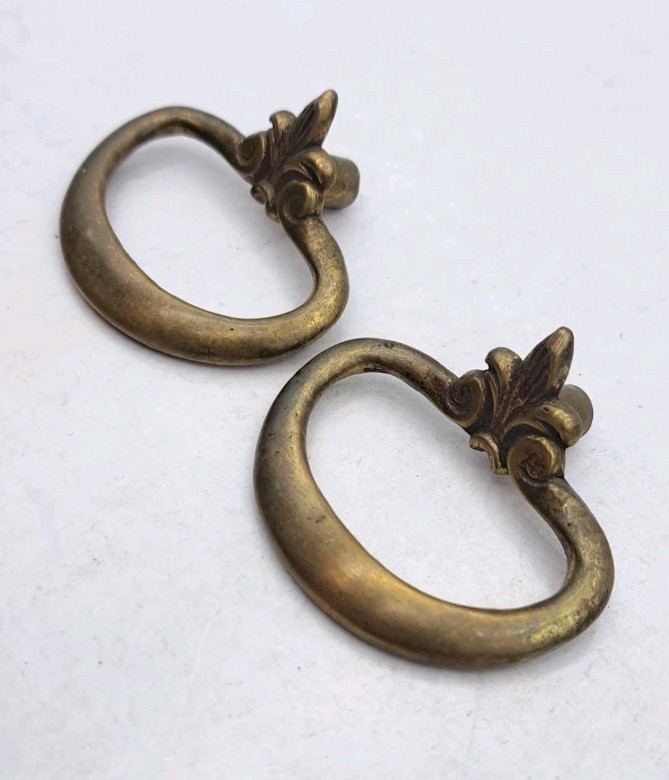 Antique Ring Drawer Pulls Door Dresser Cabinet Old Vintage Brass Hardware