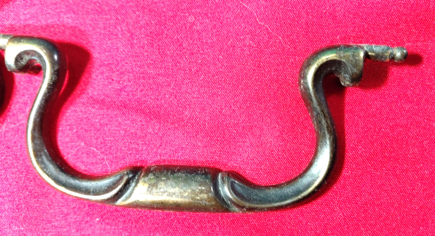 Antique Solid Brass Drawer Bail Drop Handle Pulls Lot of 4 Patina 2 Designs