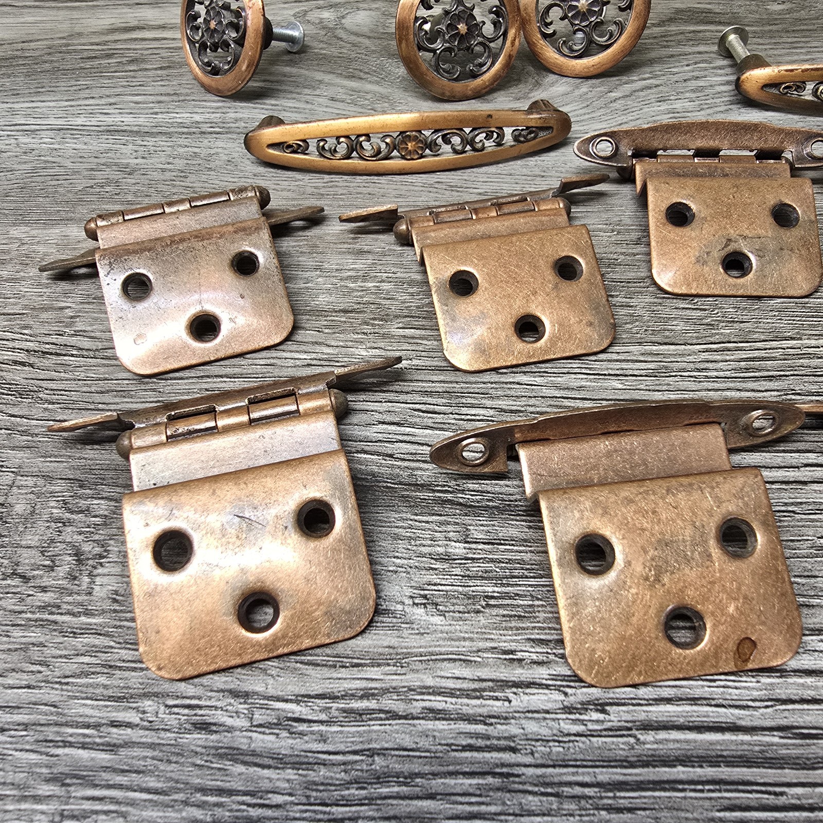 Vintage Ajax USA Furniture Hardware Set Hinges Pulls Knobs D-195824