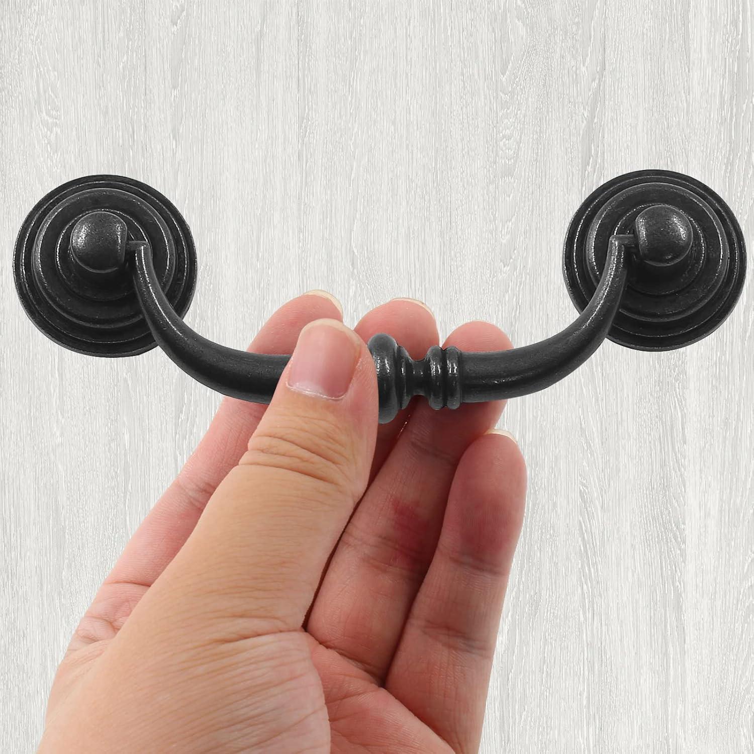 Antique Drop Bail Pulls, 3.5″ Hole Center, Vintage Black | 6PCS