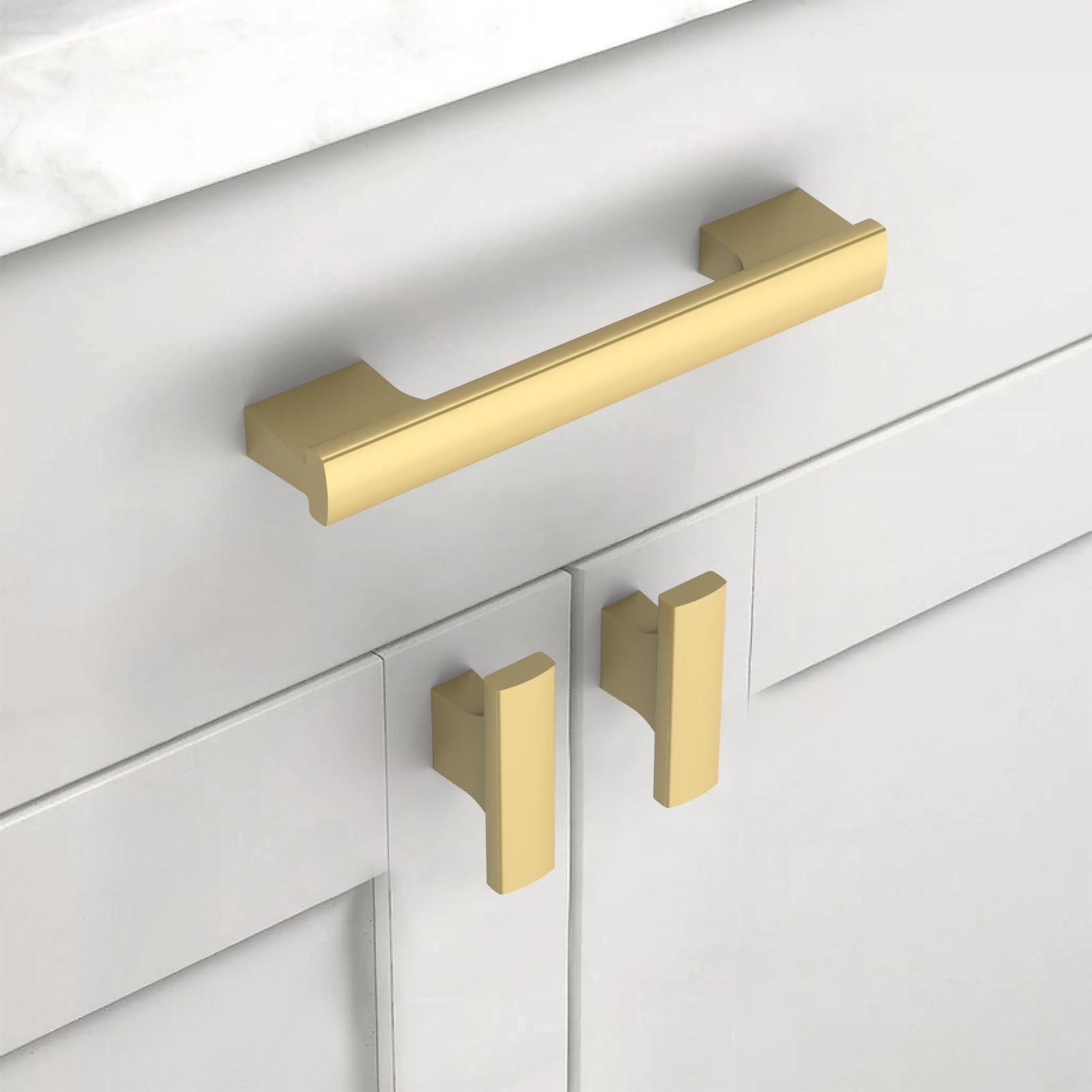 12 Pack Gold 4 Inch(102mm) Hole Center Kitchen Cabinet Handles Brushed Brass …
