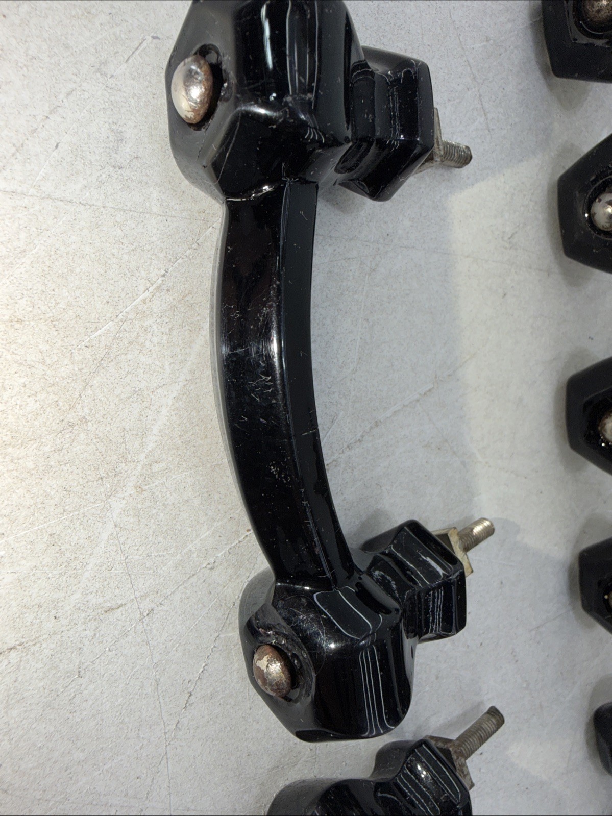 Vintage Black Porcelain Drawer Handles/Pulls Double Single