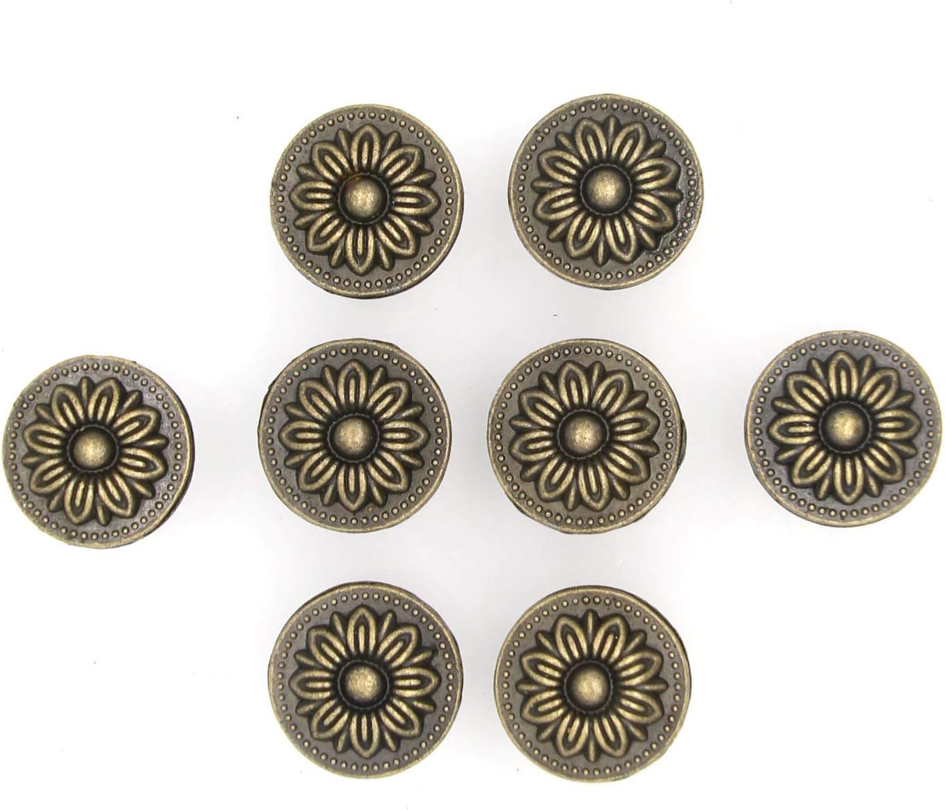 8 PCs Vintage Antique Brass Knobs Handles Pulls with Flower Pattern for Cabinet