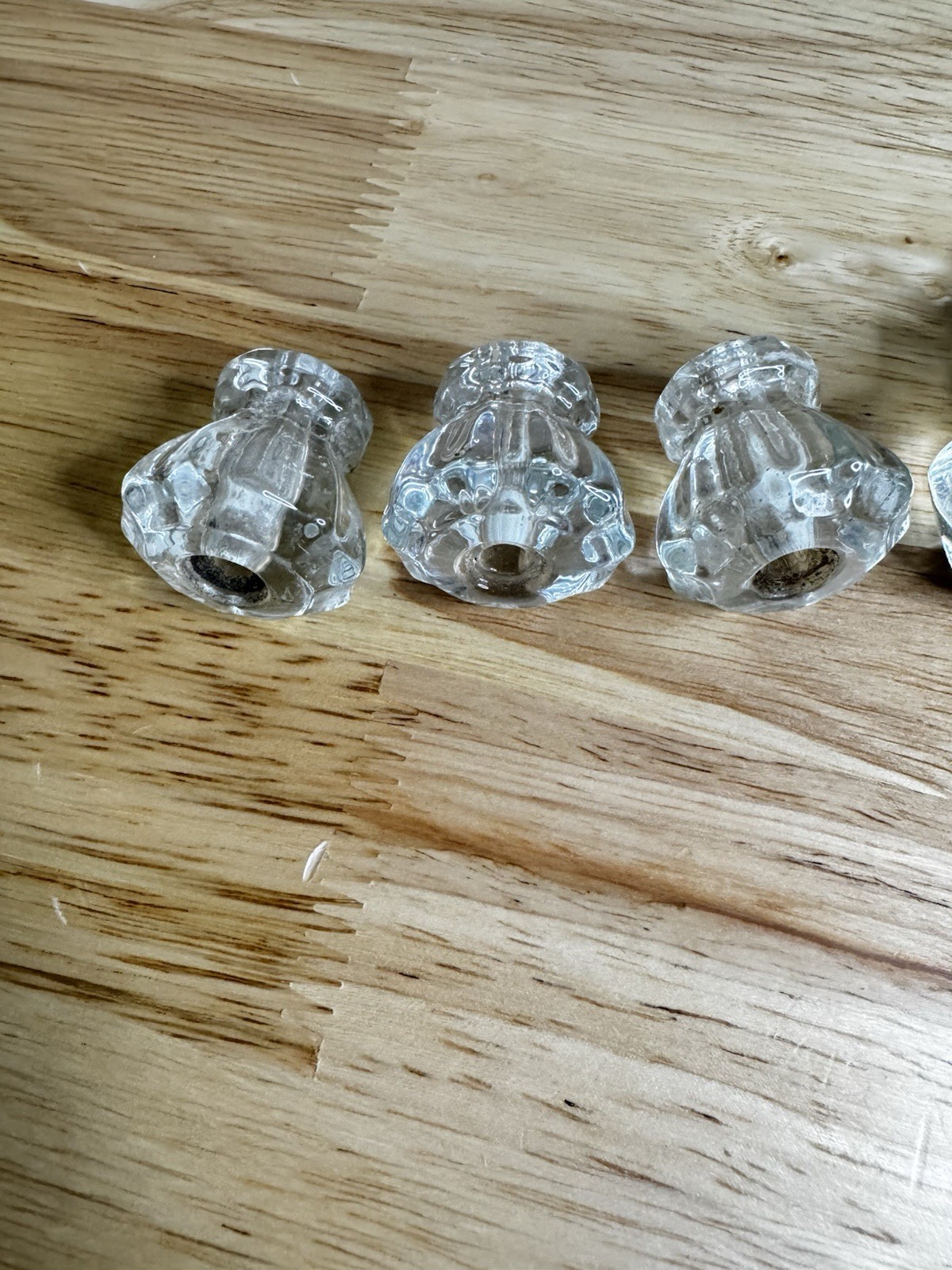 Vintage Glass Hexagon Drawer Cabinet Knob set Of 5 great condition 2 Small 2 Big