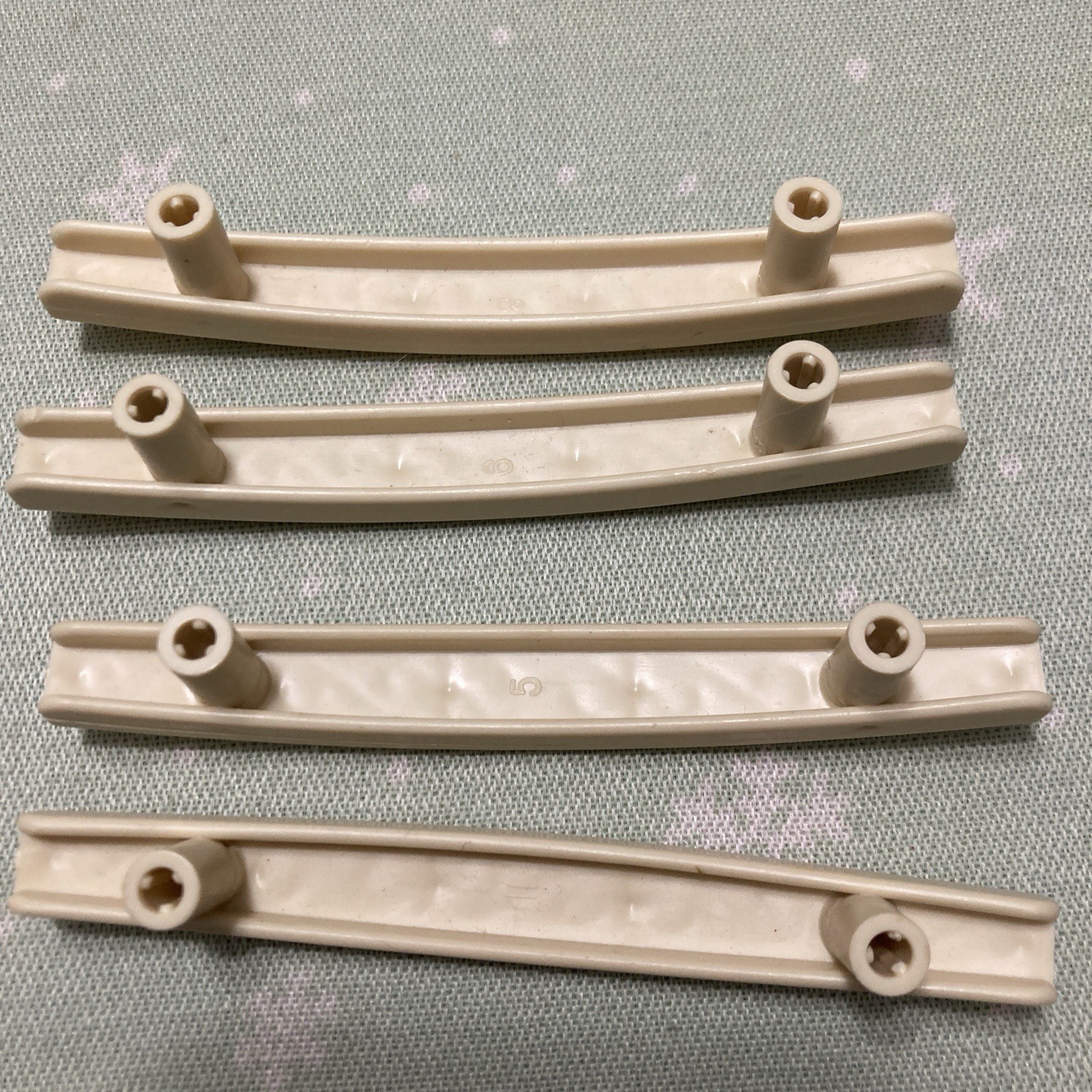 Beige Kitchen Cupboard Handles set of 4 Vtg Scrolled MCM Plastic Cabinet