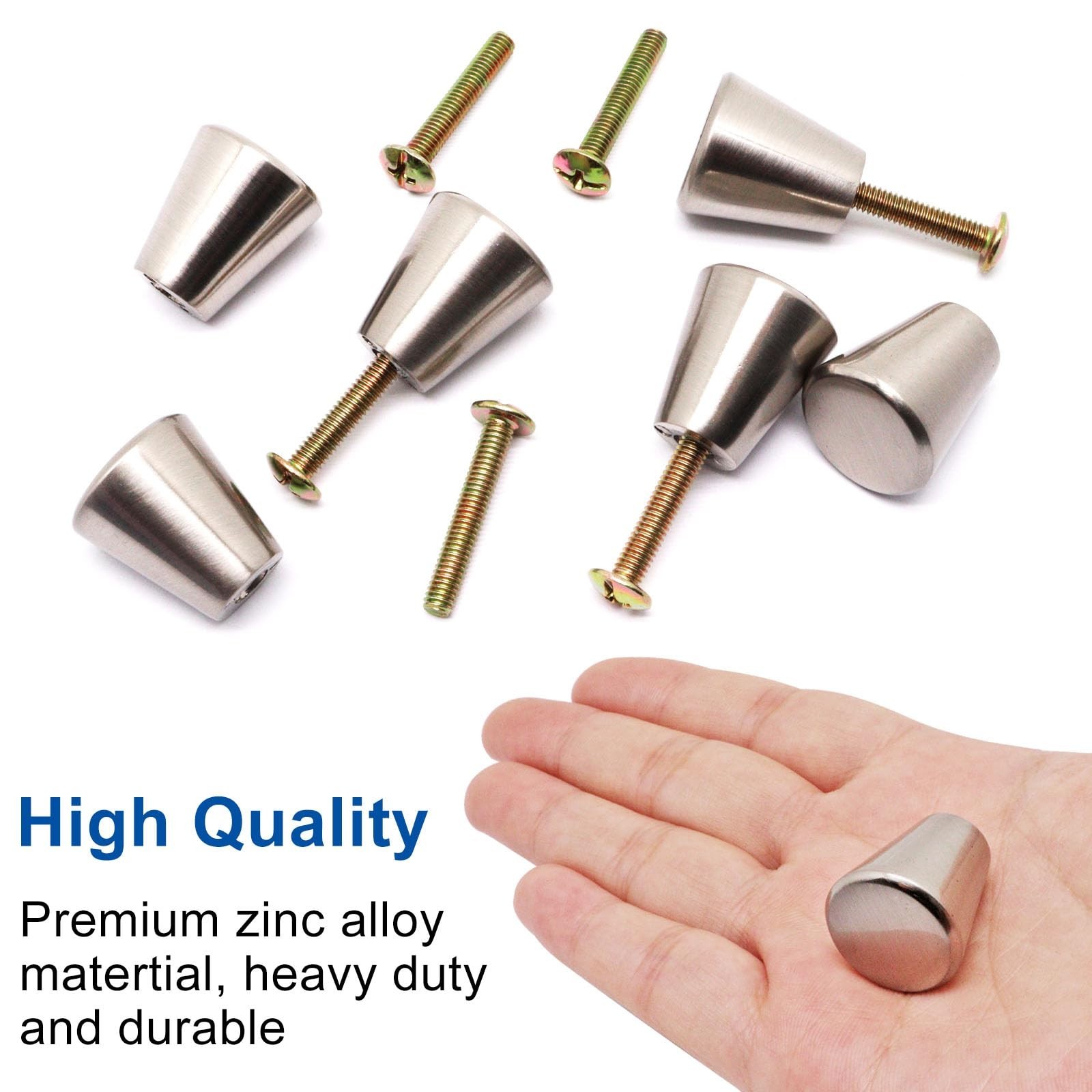 12pcs Brushed Nickel Cabinet Knobs, 3/4 inch Cone Dresser Knobs Drawer Knobs …