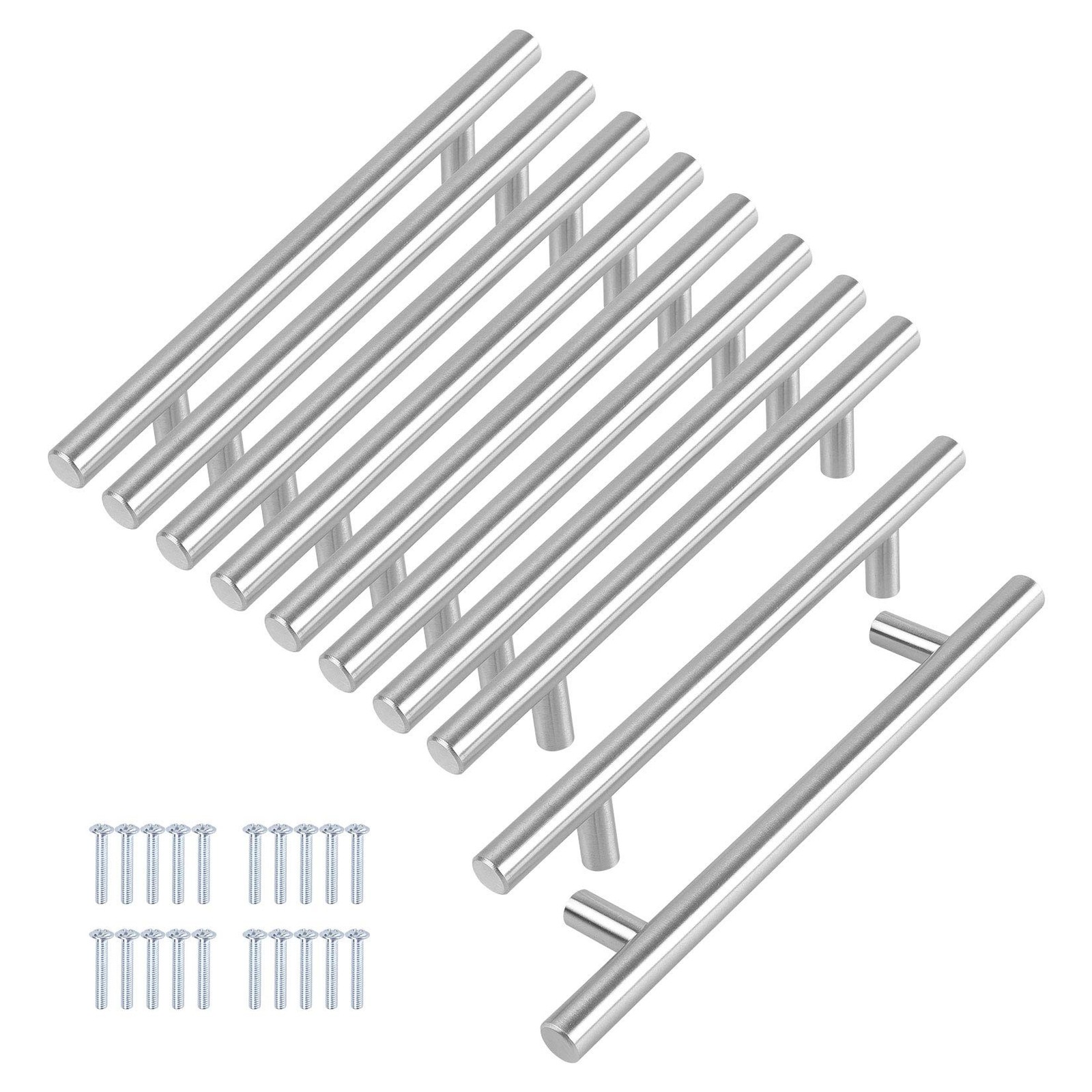 10 Pack 8″ Cabinet Handles Brushed Nickel Drawer pulls Stainless Steel Kitche…