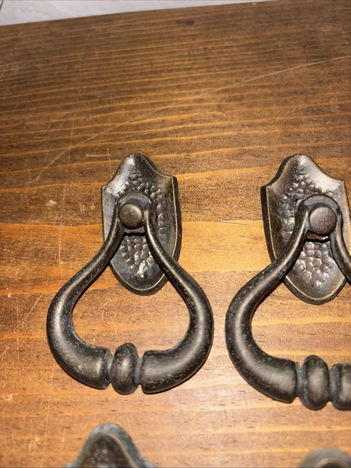 8 Mid Century Vintage 1960s 1970s Metal Hammered Brass Color Handle Pull