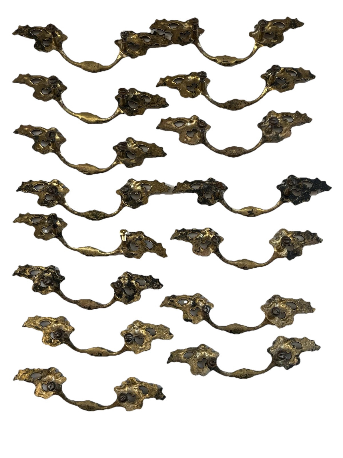 15 VTG KEELER BRASS French Provincial K-376 Drawer Pulls 5 7/8″L 2 1/2″ Centers